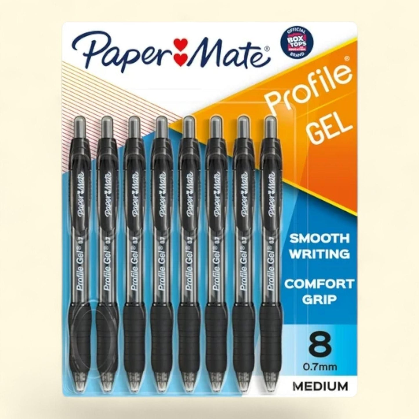 Paper Mate Gel Pen, Profile Retractable Pen, 0.7 mm, Black, 8 Count