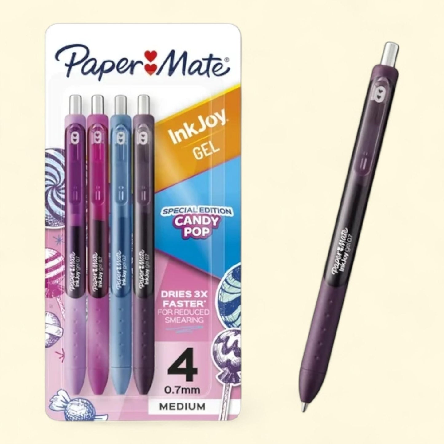 Paper Mate InkJoy Gel Pens, Candy Pop Colors, Medium Point, 4 Count — authentic US product shipped worldwide by Treatspree