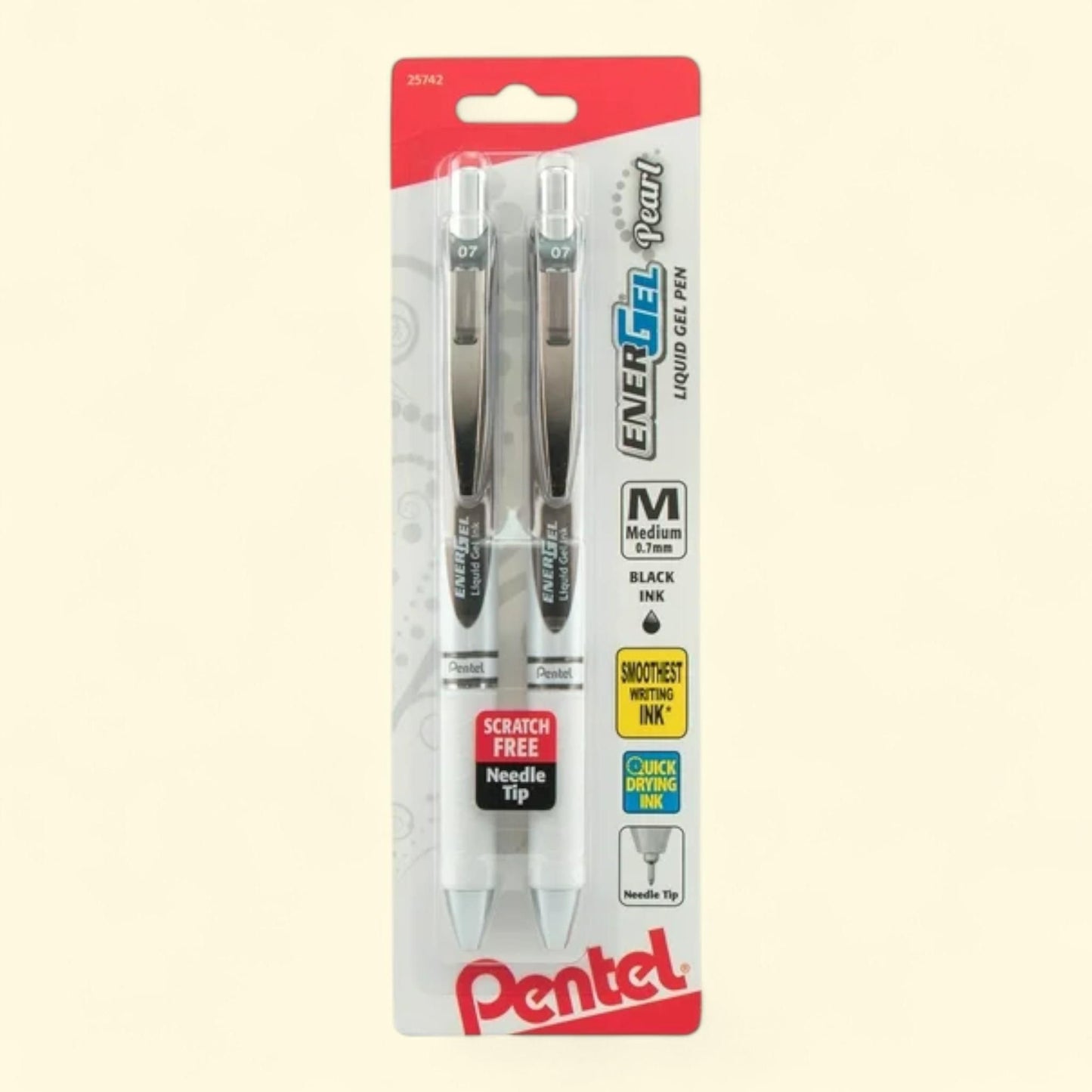Pentel EnerGel Pearl Needle Gel Pen, 0.7mm, 2ct