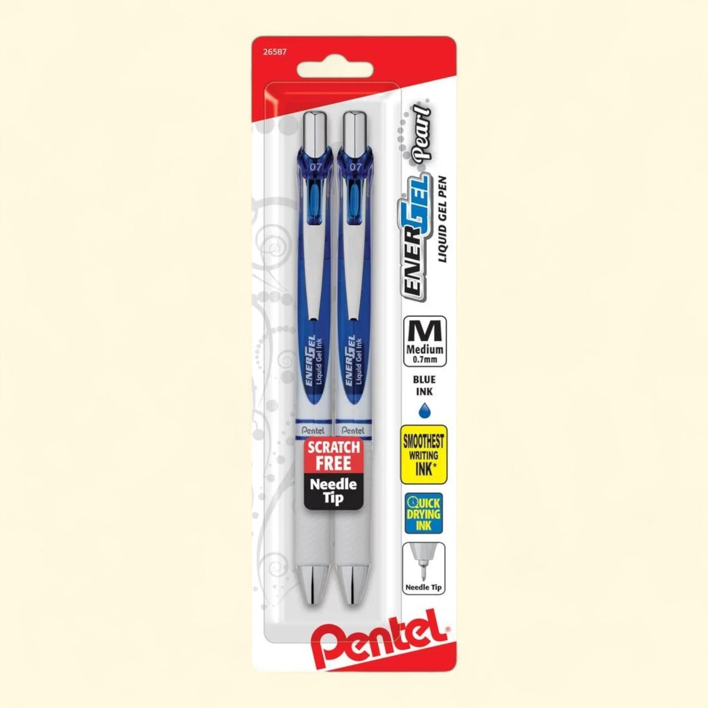 Pentel EnerGel Pearl Retractable Liquid Gel Pen, 0.7mm, Blue Ink, 2-Pk — authentic US product shipped worldwide by Treatspree