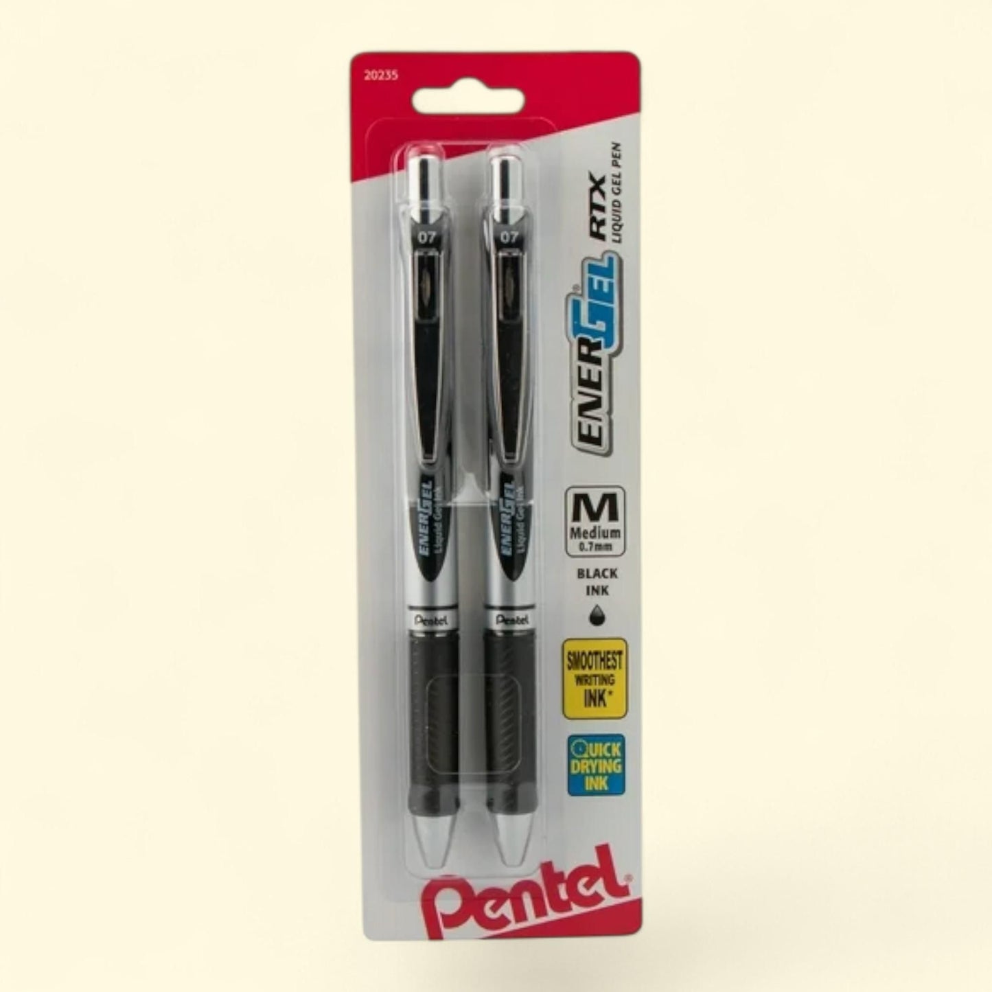 Pentel EnerGel RTX Retractable Liquid Gel Pen, 0.7mm, 2 Each