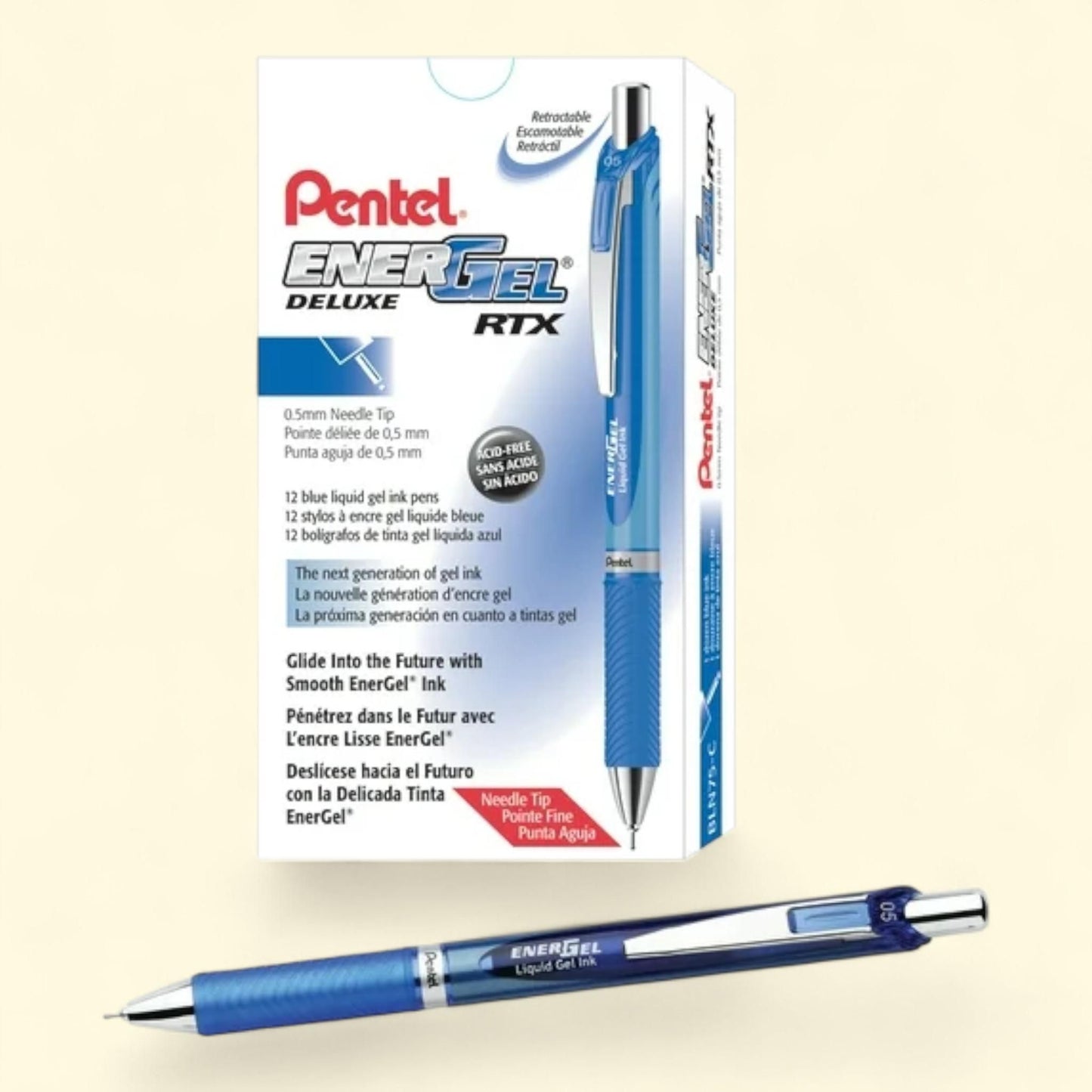 Pentel EnerGel RTX Retractable Gel Pens, Fine Point, 0.5mm, 12 Pack