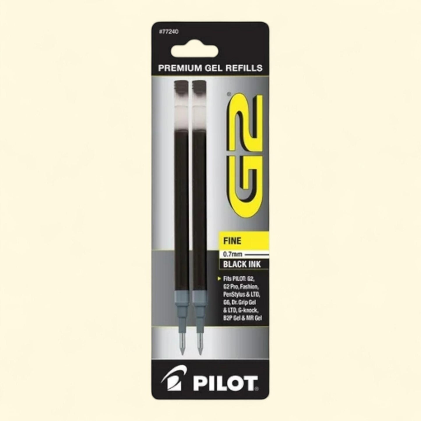 Pilot G2 Gel Pen Refill, Fine Point, 0.7mm, Black Ink, 2 Count