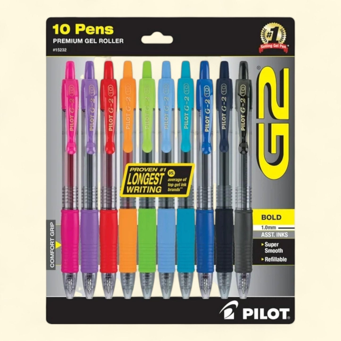 Pilot G2 Gel Ink Pens, Bold Point, 10 Count