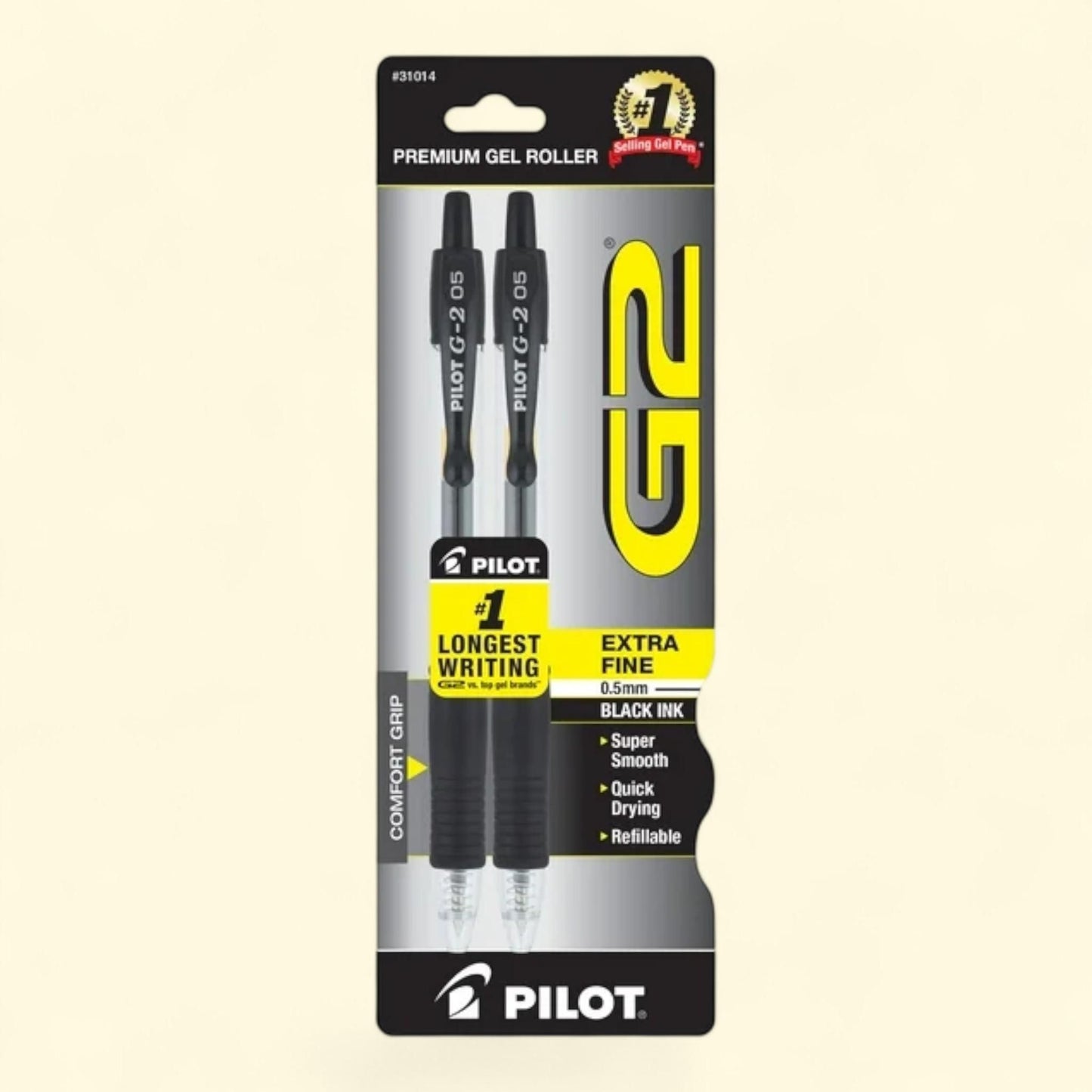 Pilot G2 Gel Pens, Extra Fine, Black, 2 Count — authentic US product shipped worldwide by Treatspree