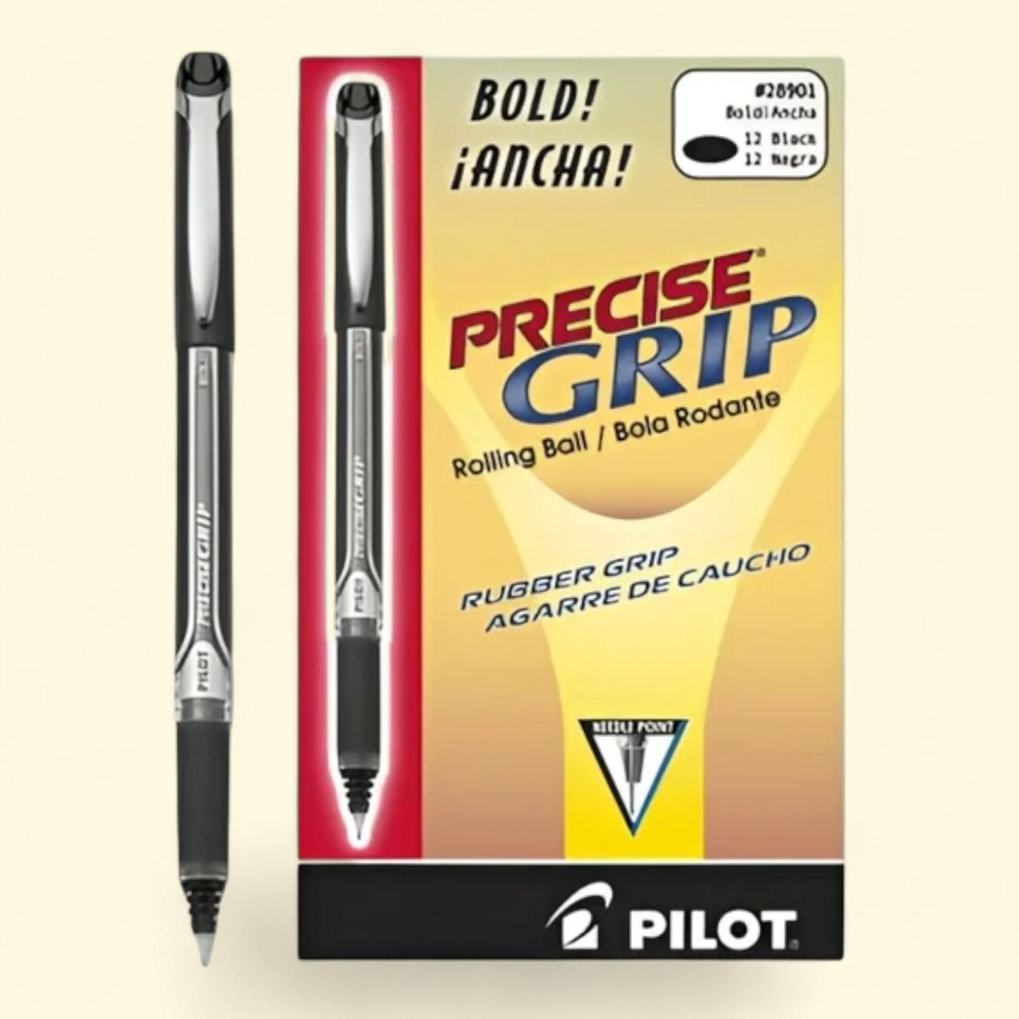 Pilot Precise Grip Bold Capped Rolling Ball Pens, 1mm, Black, 1 Dozen — authentic US product shipped worldwide by Treatspree