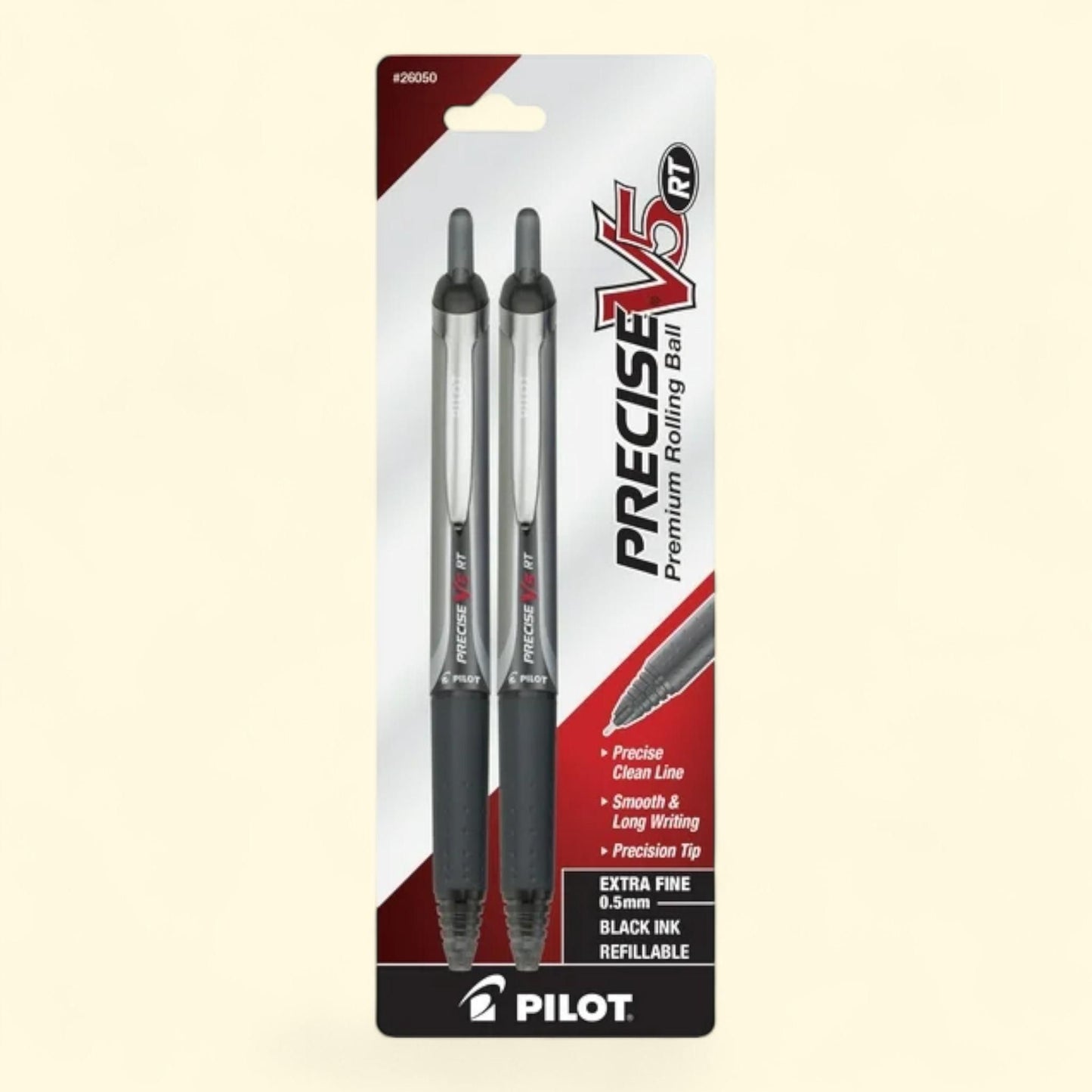 Pilot Precise V5 Retractable Rolling Ball Pens, 2 Pack