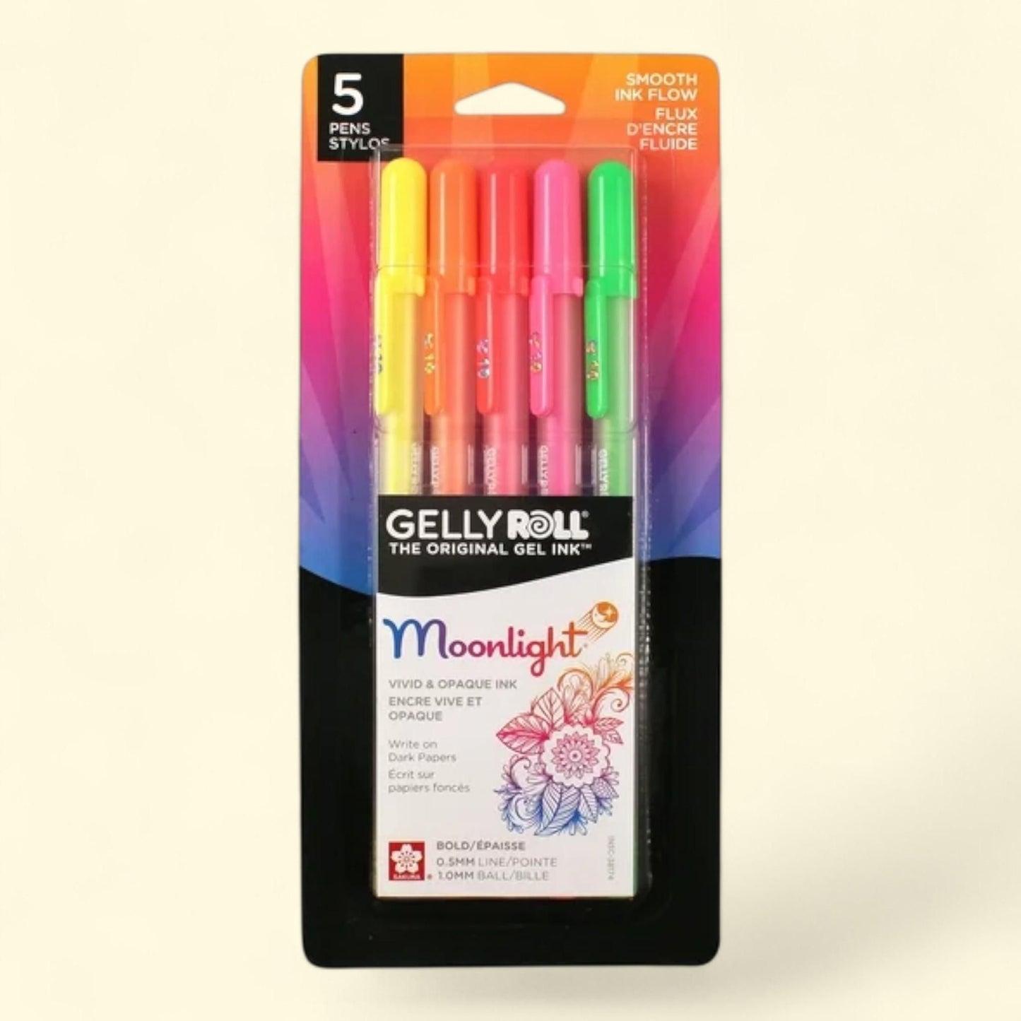 Sakura Gelly Roll Moonlight Gel Pens, 5 Count, 1.0mm