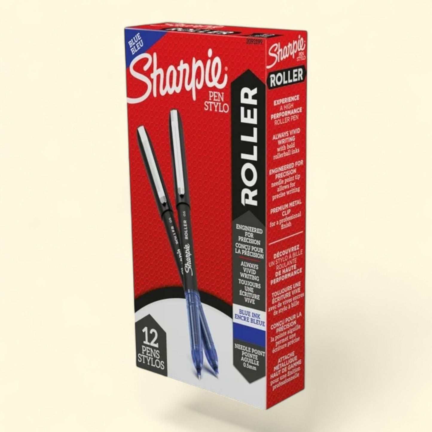 Sharpie Rollerball Pen, Needle Point (0.5mm), Blue Ink, 12 Count