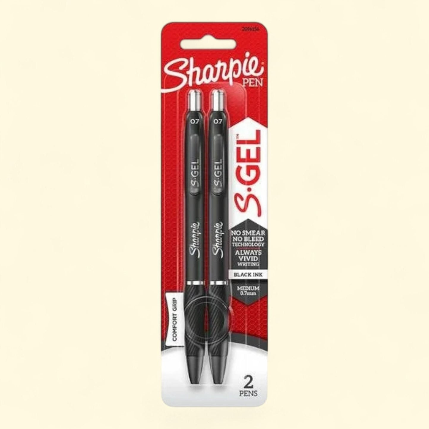 Sharpie S-Gel Pen, Medium 0.7mm, Black Ink, 2 Count