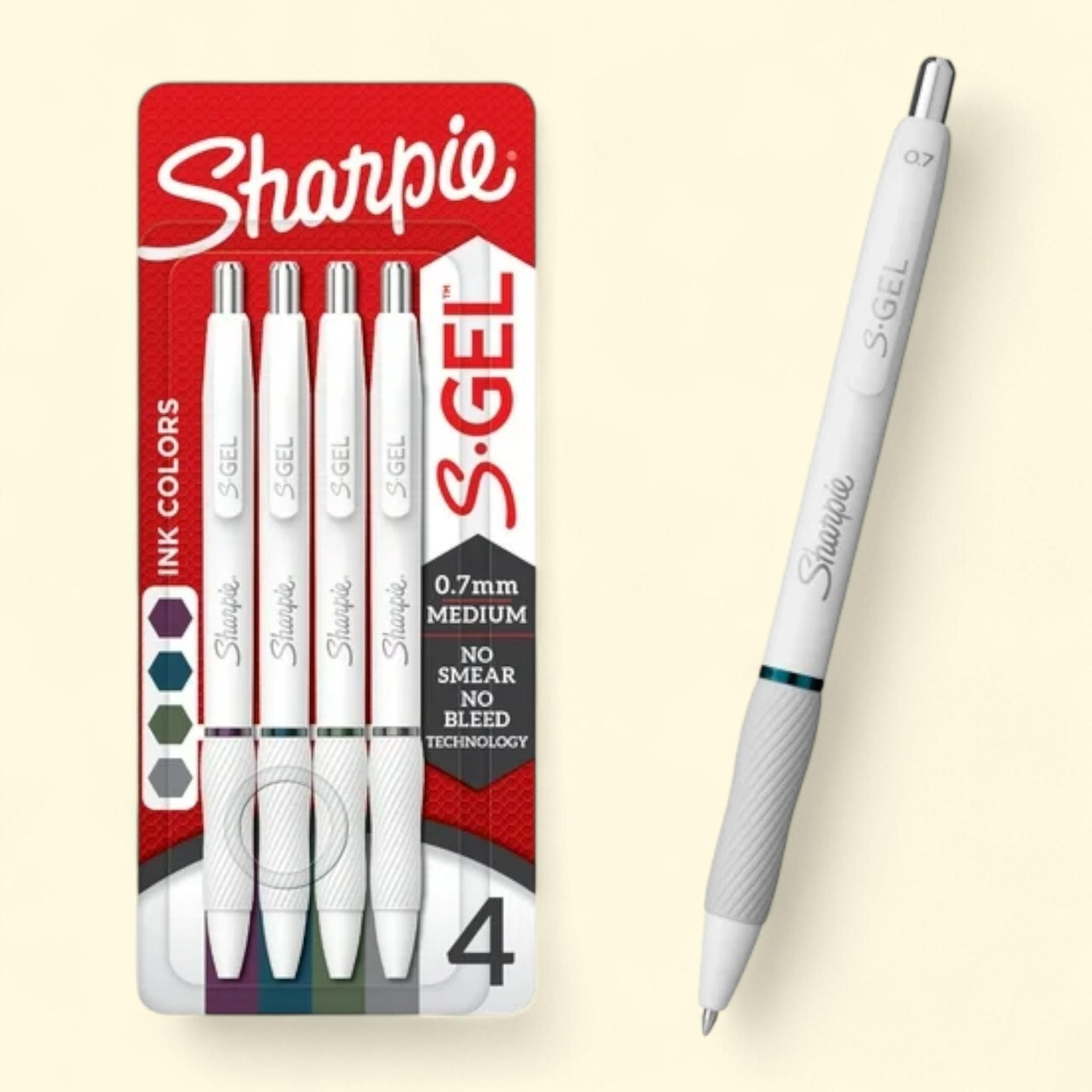 Sharpie S-Gel Pens, Medium Point, 0.7mm, 4 Count