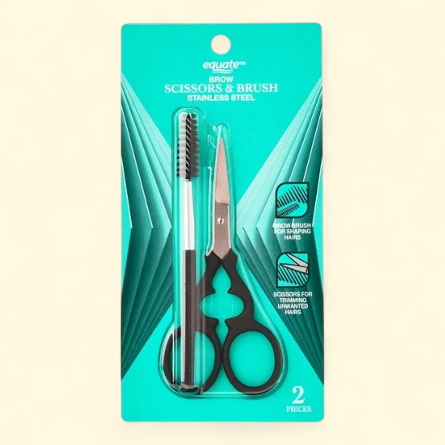 Equate Brow Scissors and Brush, 2 Piece Set