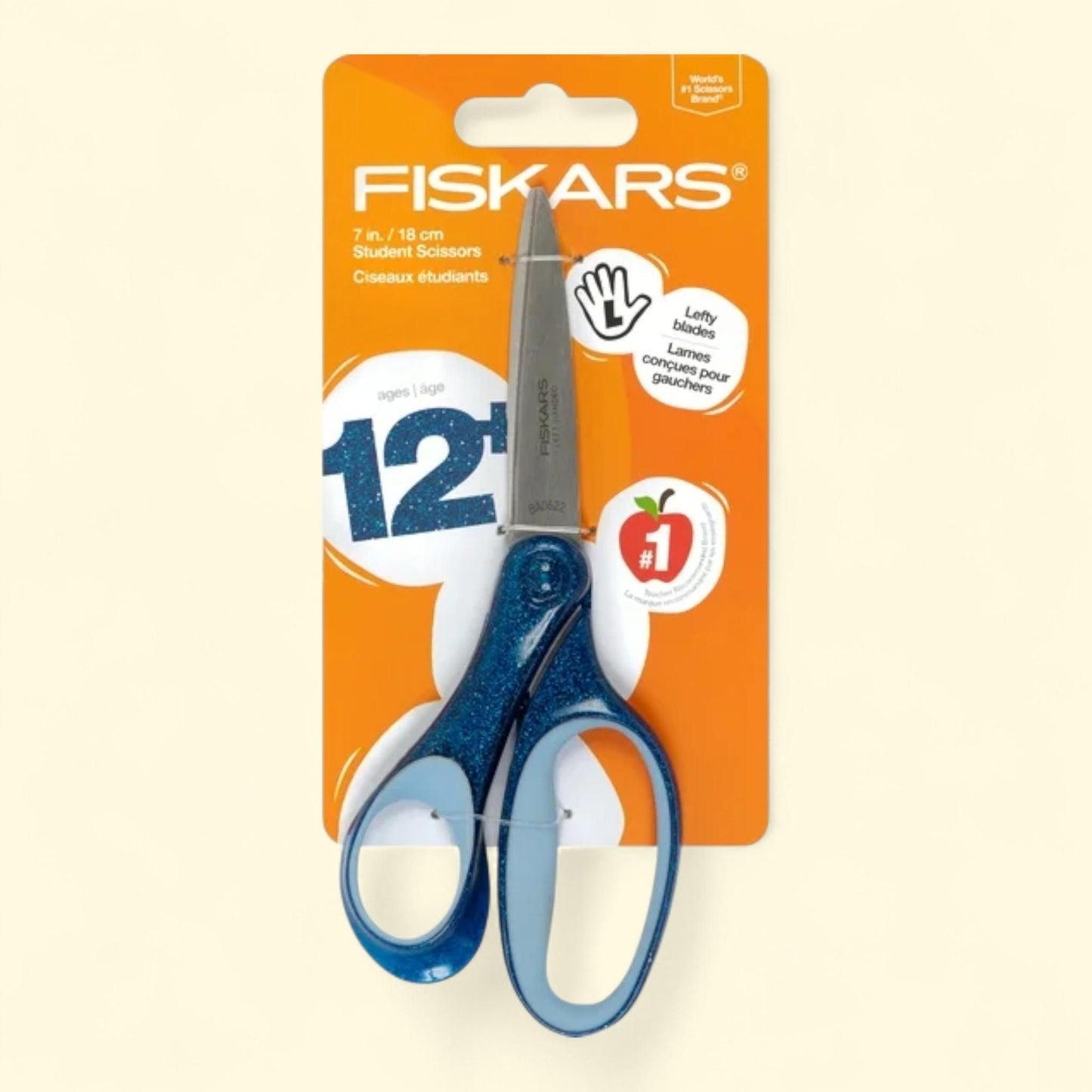 Fiskars Student Scissors, 7-inch, Left Handed, Glitter Blue — authentic US product shipped worldwide by Treatspree