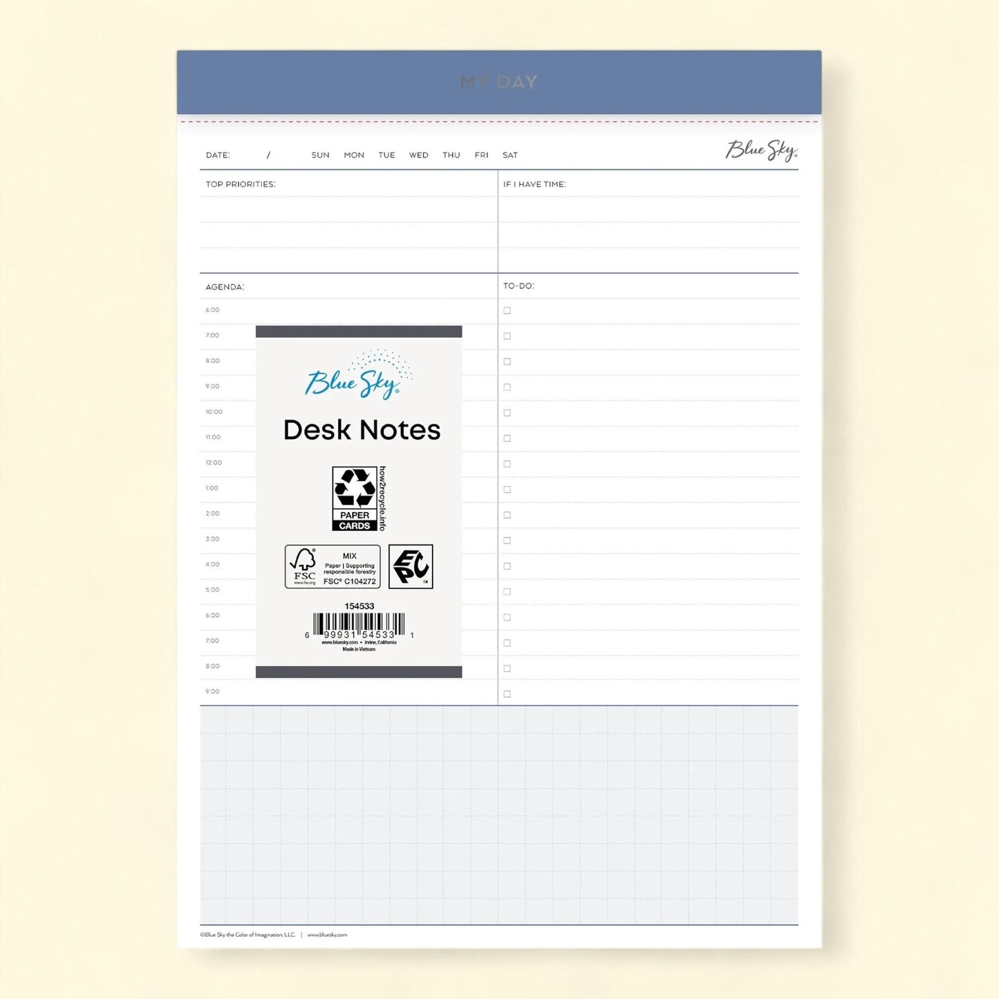 Blue Sky Desk Notes Medium, 7" x 9" — authentic US product shipped worldwide by Treatspree