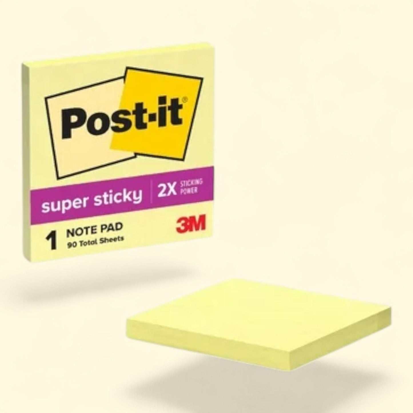 Post-it Note, Canary Yellow, 3 in. x 3 in, 90 Sheet