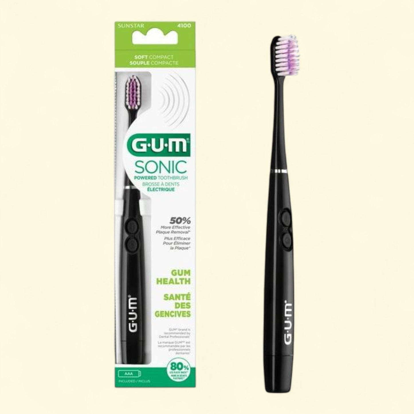 GUM Sonic Toothbrush, Black, 1 Count
