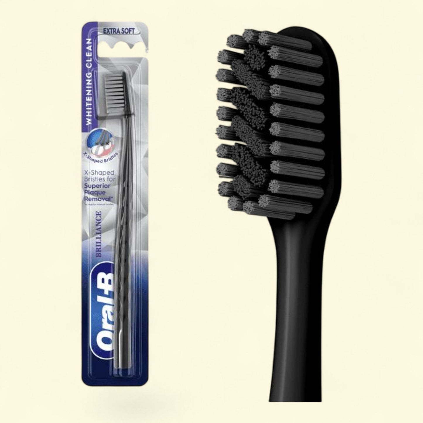 Oral-B Pro Whitening Brilliance Toothbrush, Extra Soft, Black, 1 Count