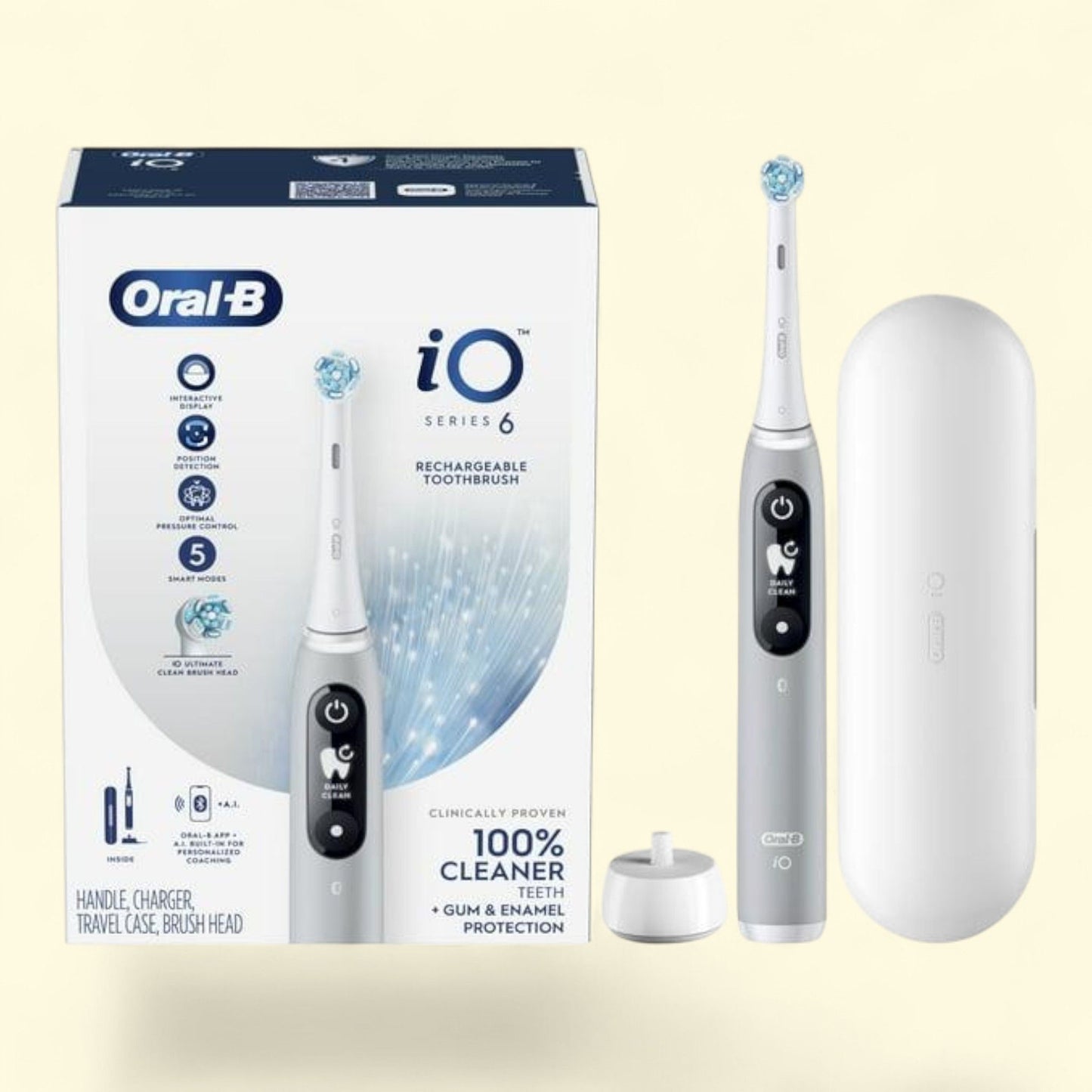 Oral-B iO Series 6 Electric Toothbrush, Gray Opal, (1) Brush Head, Adults and Children 3+