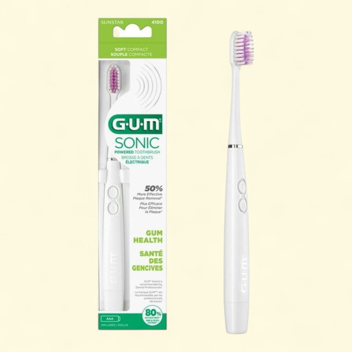 GUM Sonic Toothbrush, White, 1 Count