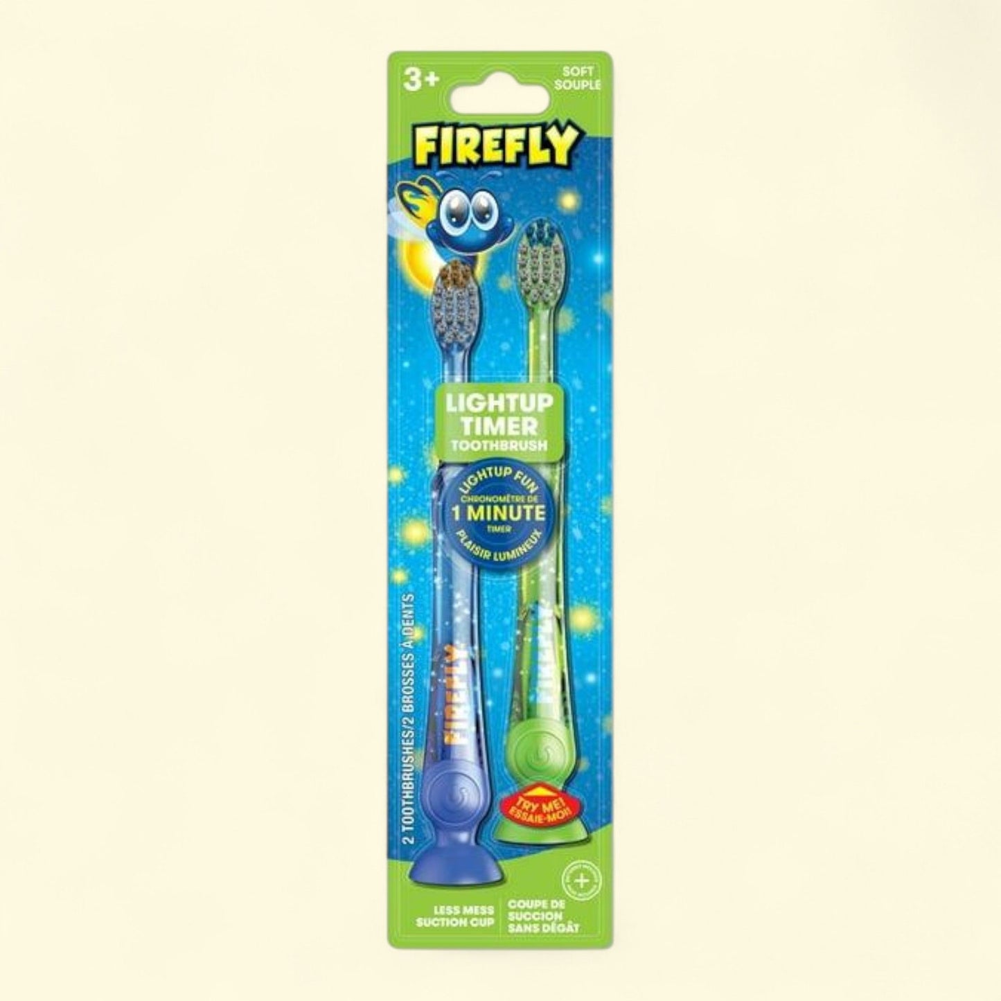Firefly Light Up Timer Toothbrush, Premium Soft Bristles, 2 Count