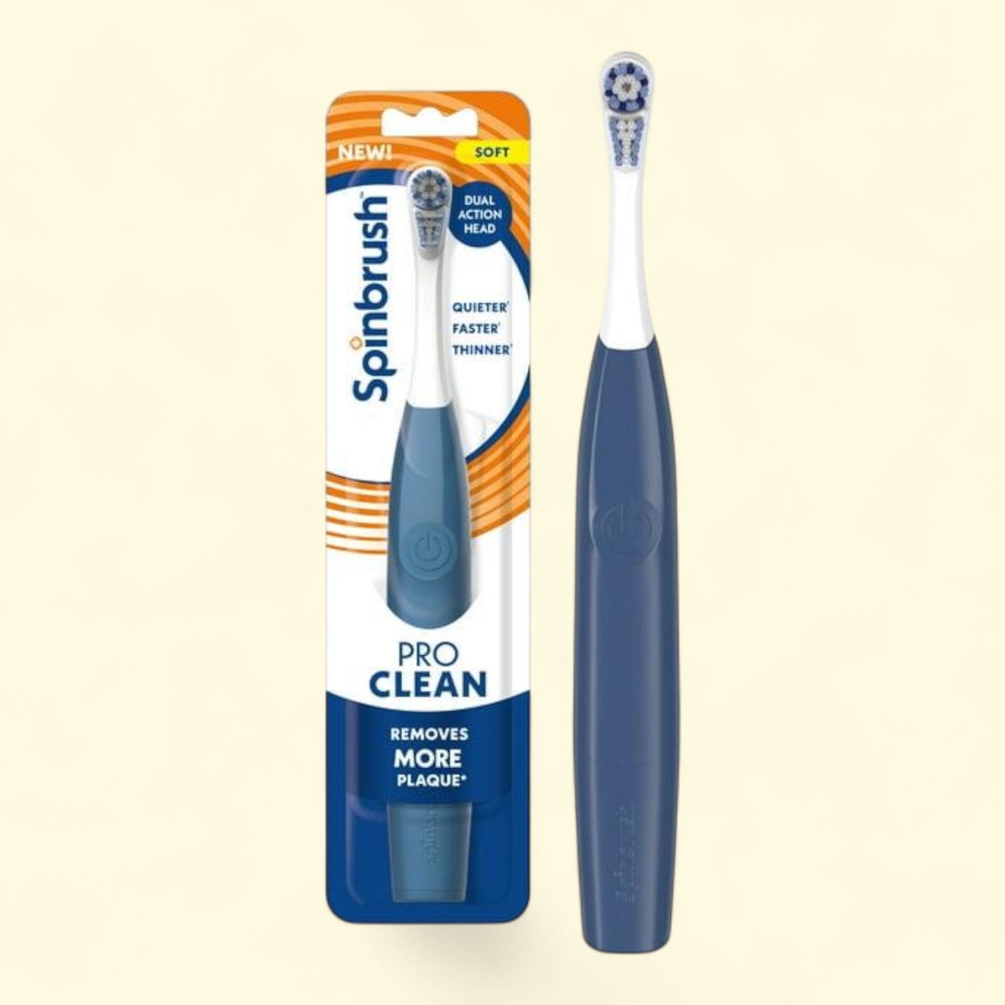 Spinbrush PRO CLEAN Electric Toothbrush, Soft Bristles, Blue, 1 Count