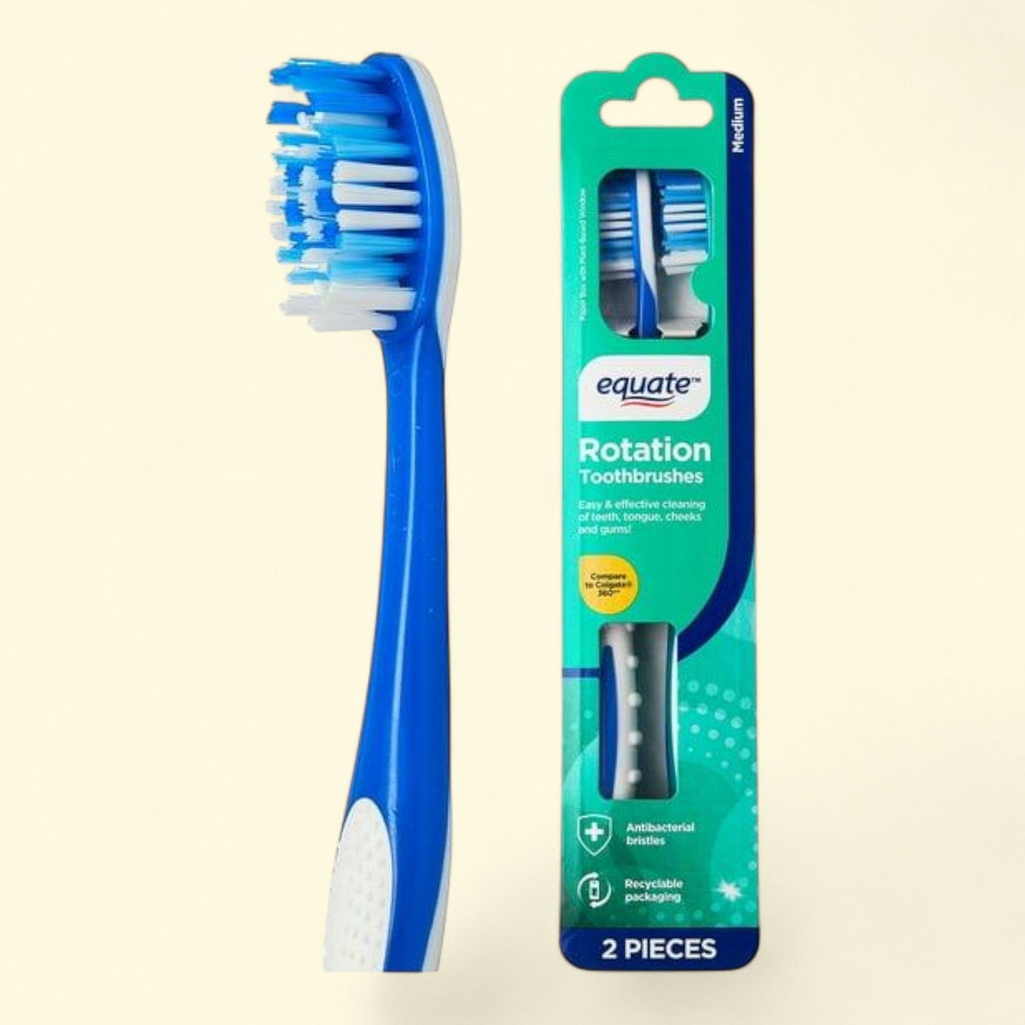 Equate Rotation Manual Toothbrush, 2 Count