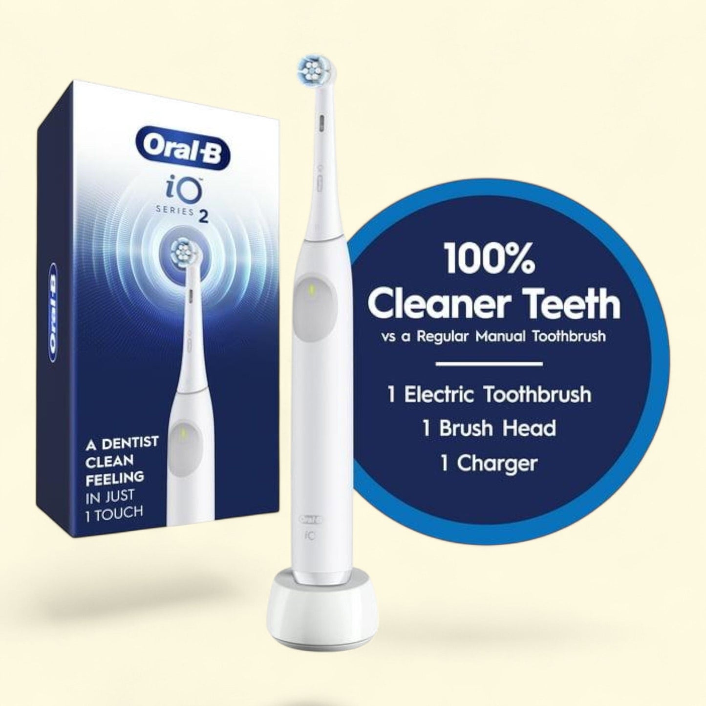 Oral-B iO Series 2 Electric Toothbrush, White with 1 Gentle Brush Head - 3 Modes 2 Min Timer