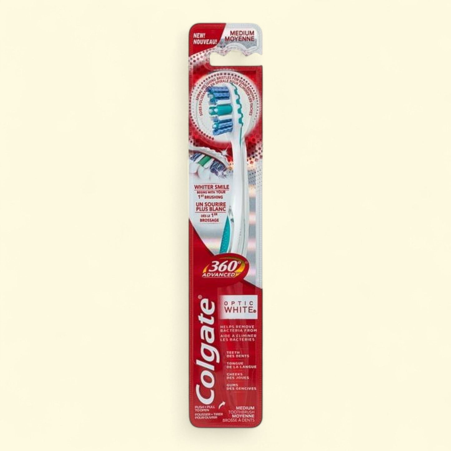 Colgate 360 Optic White Toothbrush, Medium