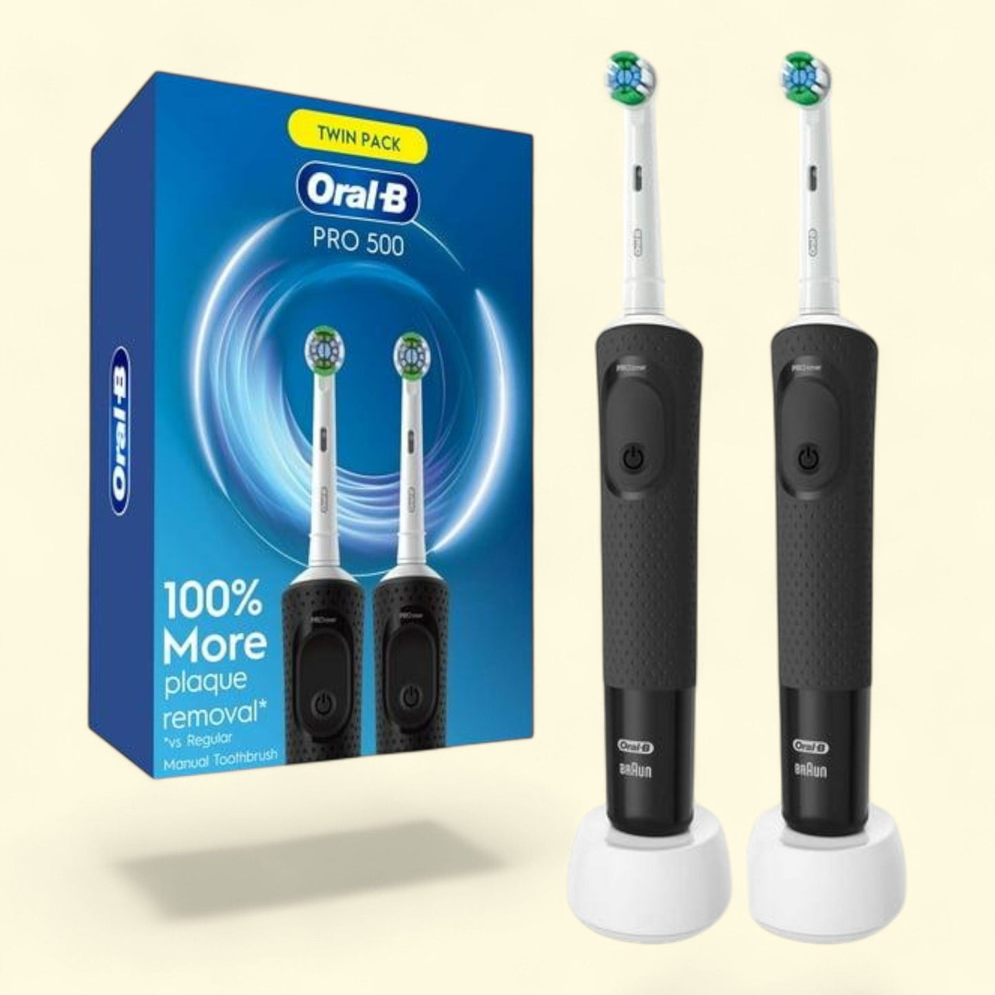 Oral-B Pro 500 Electric Toothbrush, Black, Adults and Children 3+