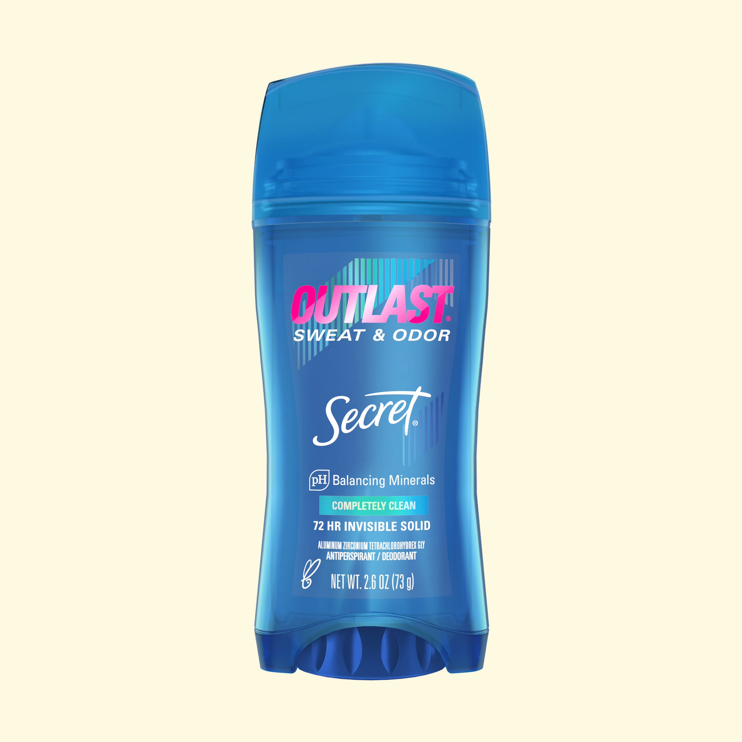 Secret Outlast Invisible Solid Antiperspirant Deodorant, Completely Clean, 2.6 oz Twin Pack