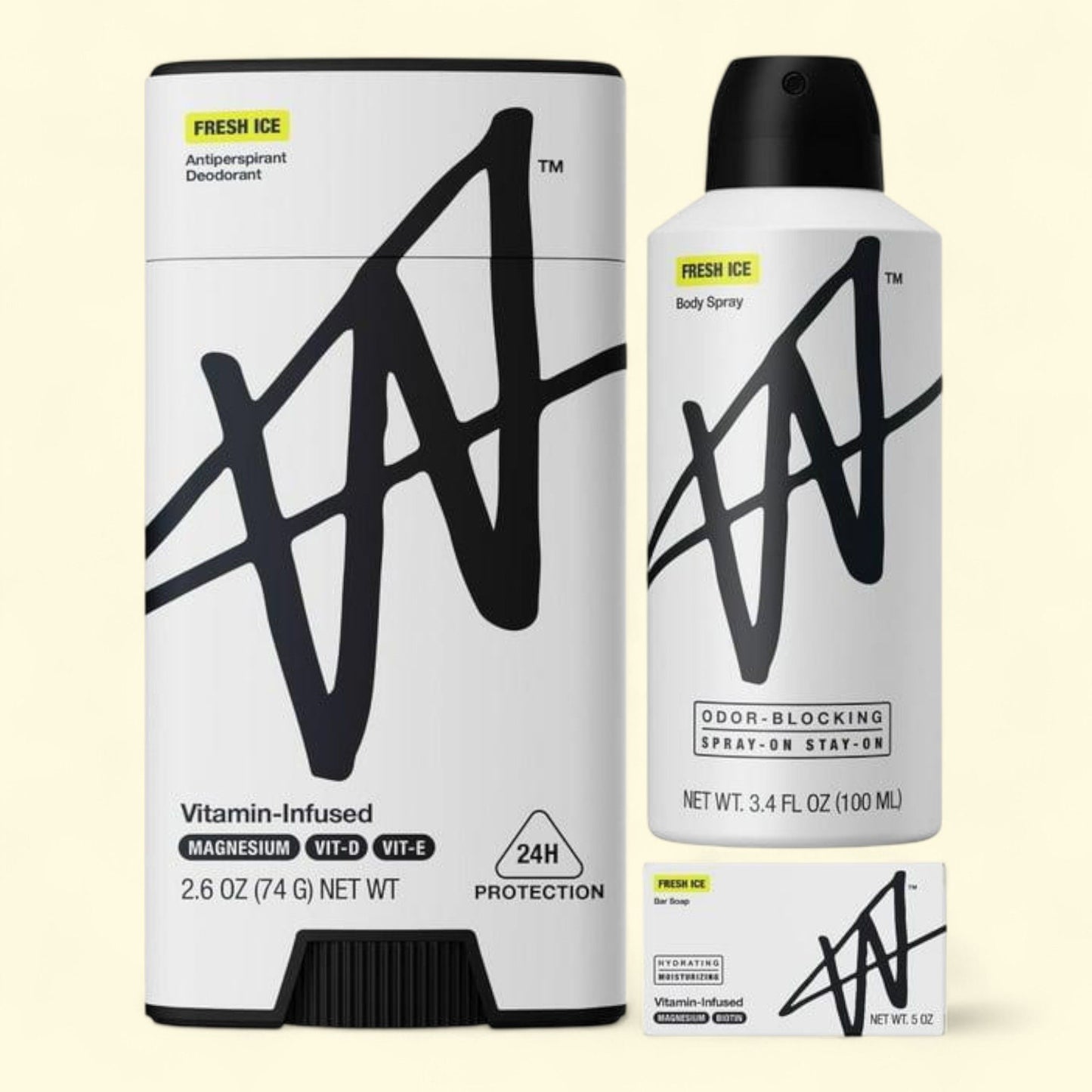 W by Jake Paul Ice Scent Bundle, Deodorant + Body Spray + Soap Bar, 3.4 oz