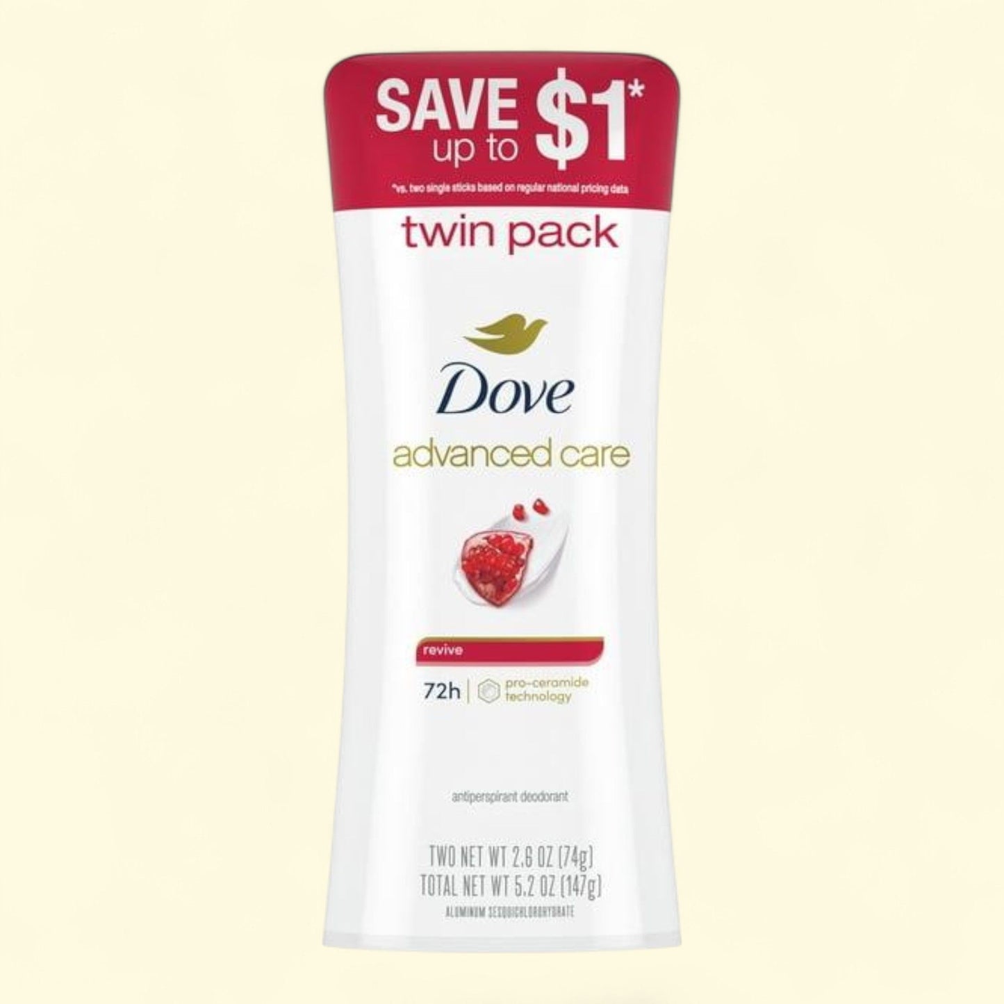 Dove Advanced Care Antiperspirant Deodorant Stick Revive, 2.6 oz Twin Pack