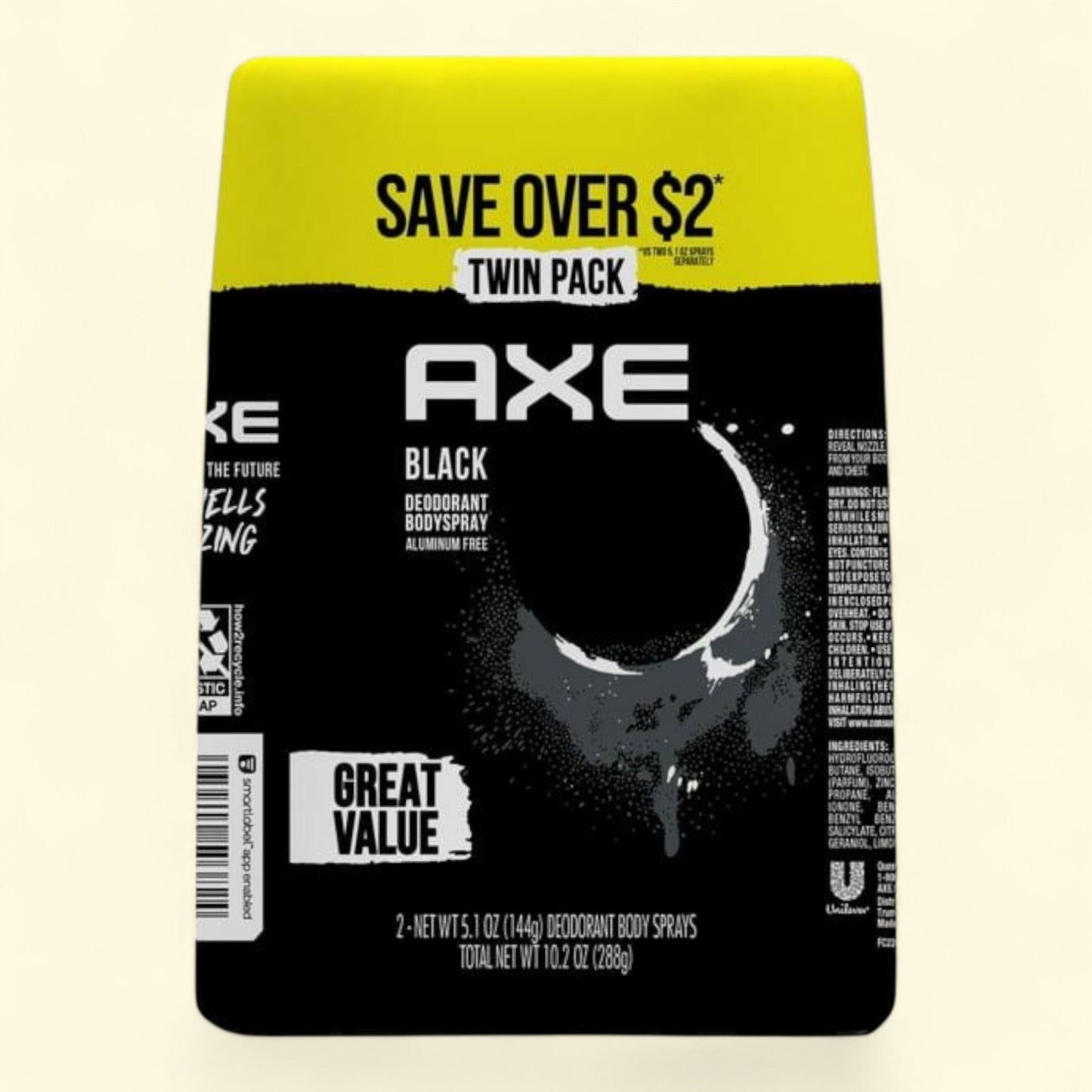 Axe Black Body Spray Deodorant for Men, 5.1 oz Twin Pack