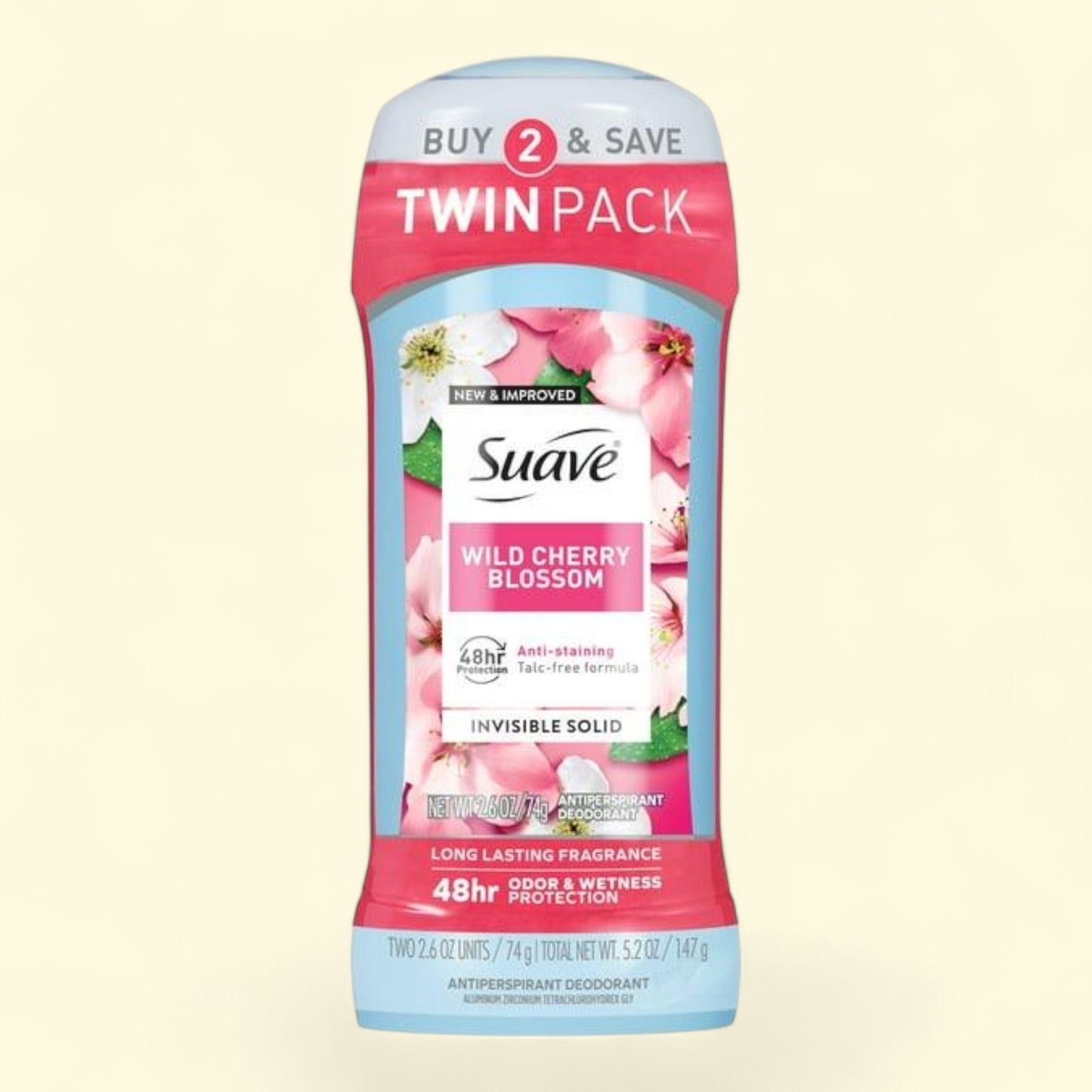Suave Antiperspirant Deodorant, Wild Cherry Blossom, 2.6 oz Twin Pack