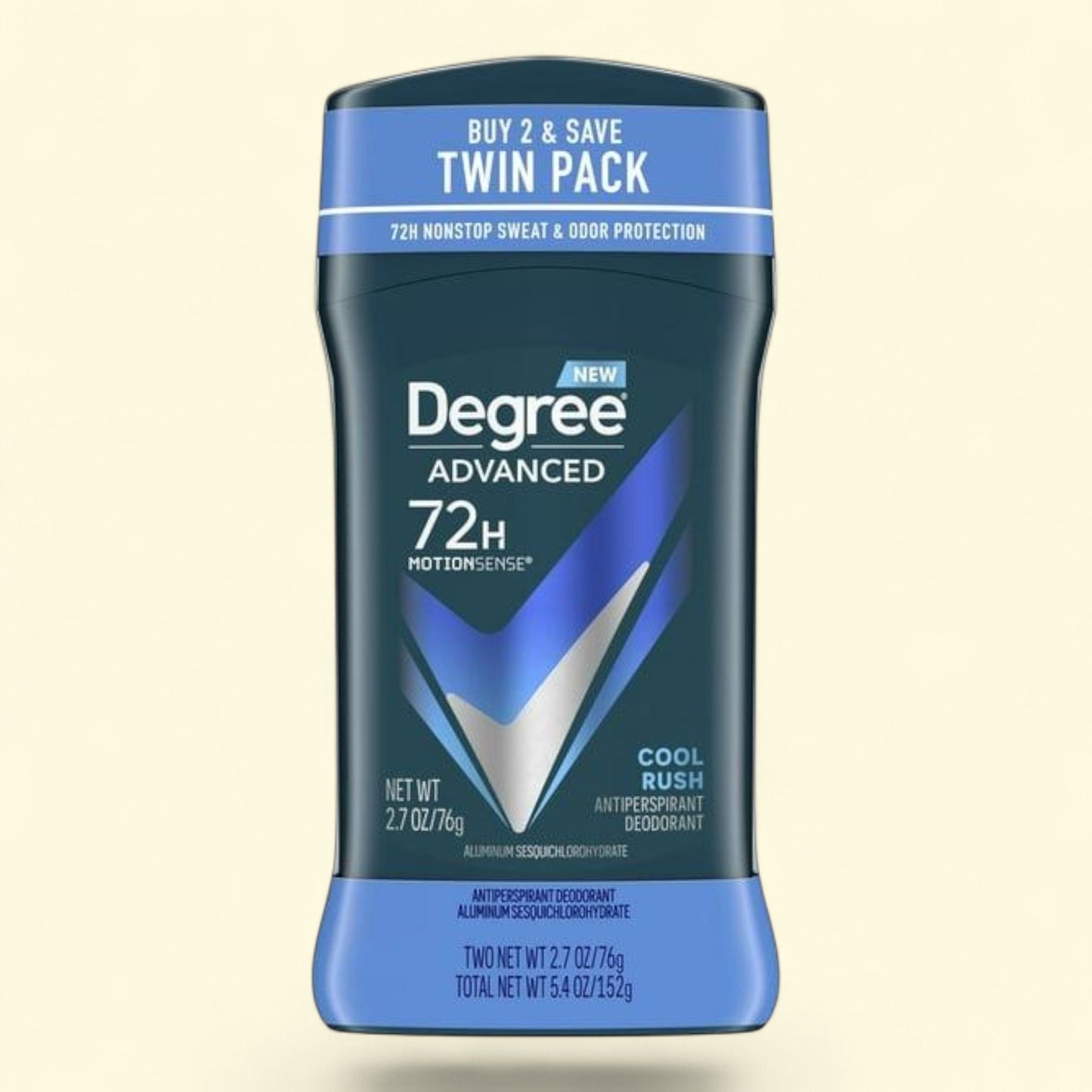 Degree Antiperspirant Deodorant Stick, Cool Rush, 2.7 oz Twin Pack