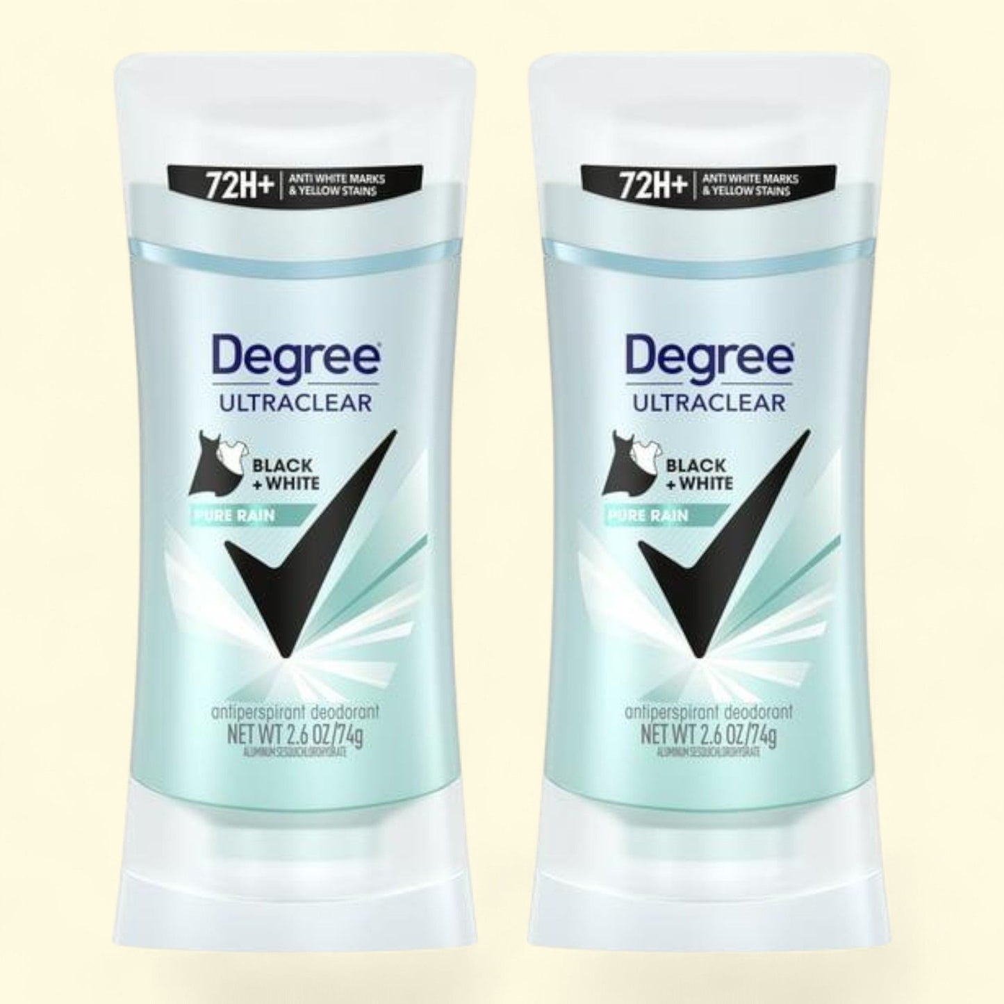 Degree Women UltraClear Pure Rain Antiperspirant Deodorant Stick, 2.6 oz Twin Pack