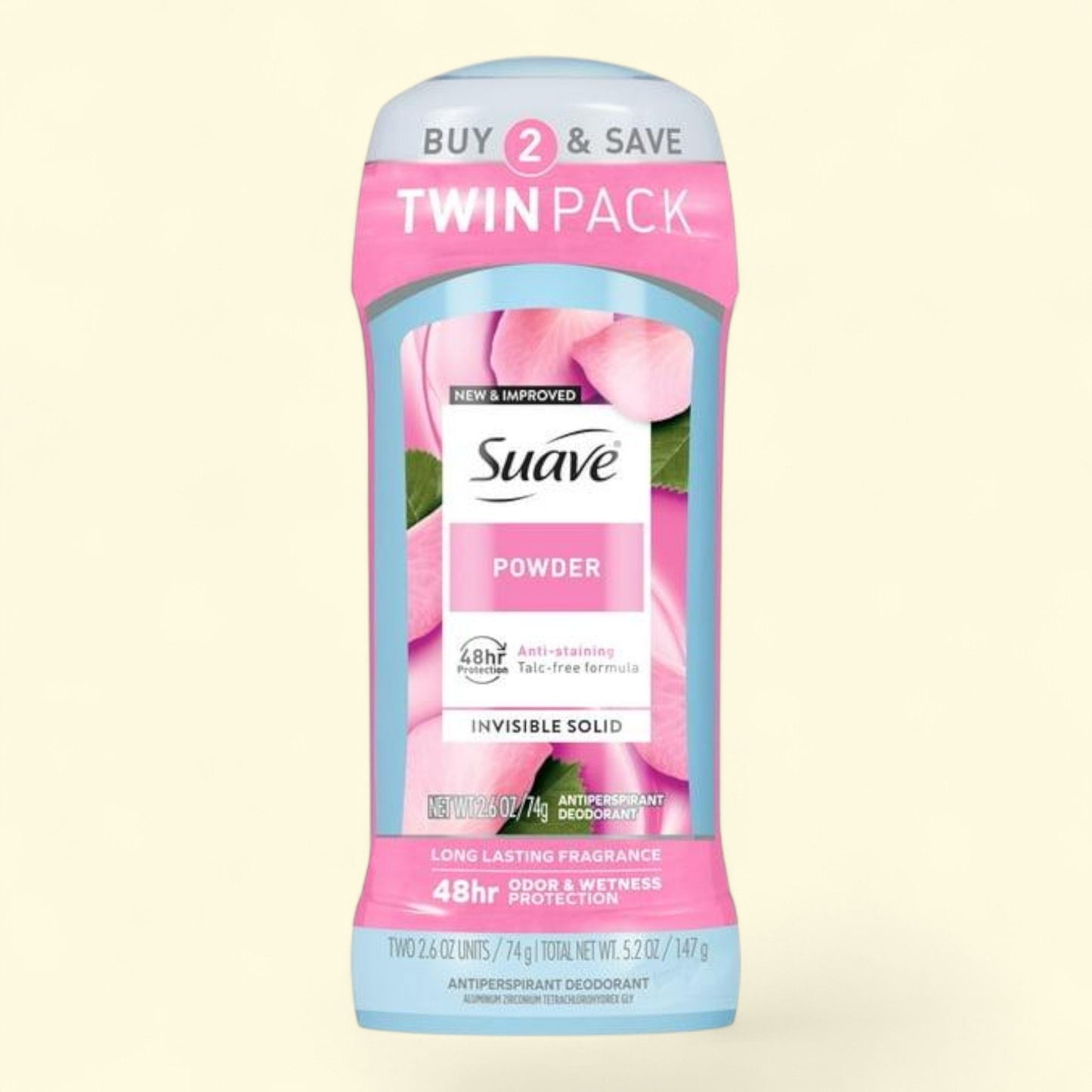 Suave Antiperspirant Deodorant For Women, Powder, 2.6 oz, Twin Pack