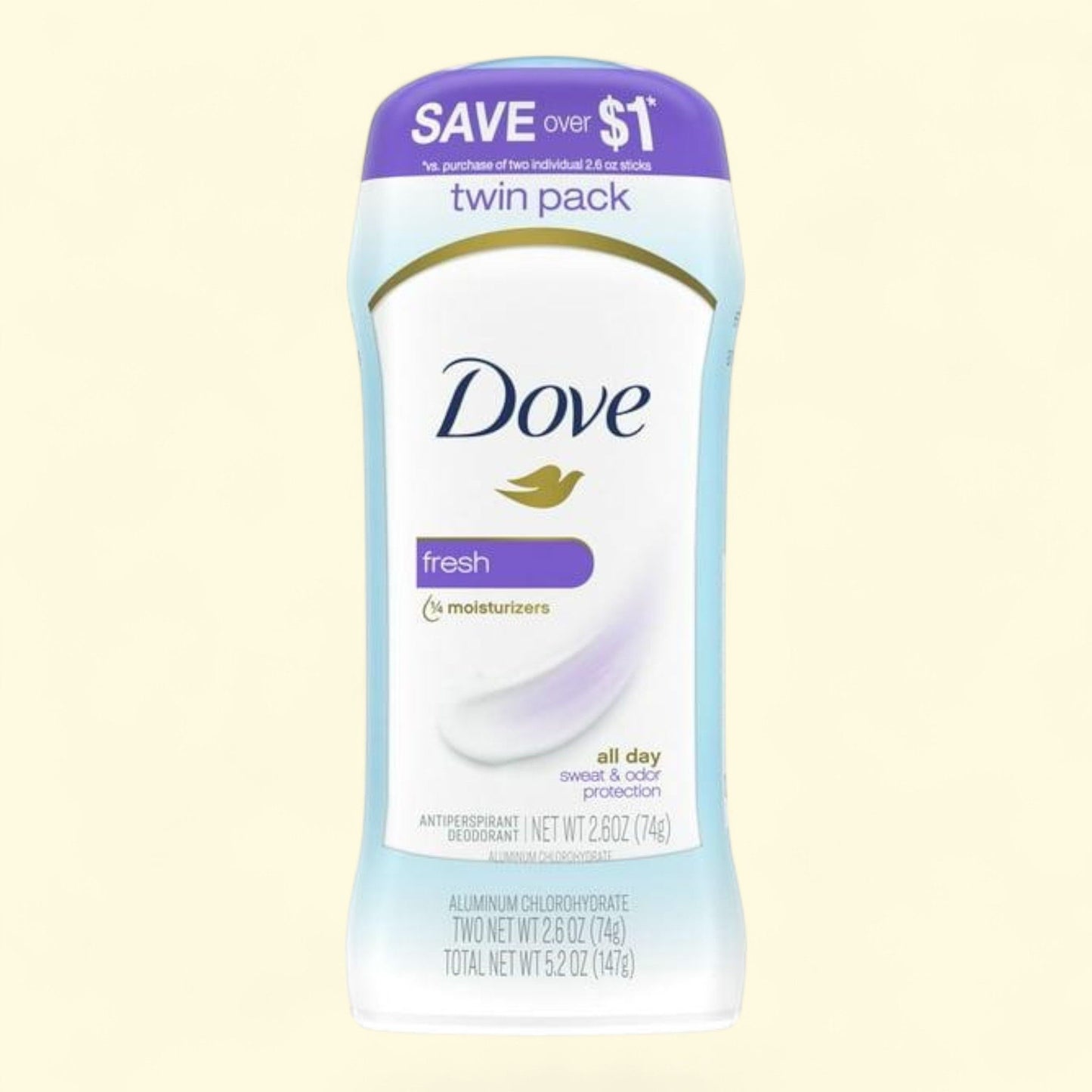 Dove Antiperspirant Deodorant, 2.6 oz Twin Pack