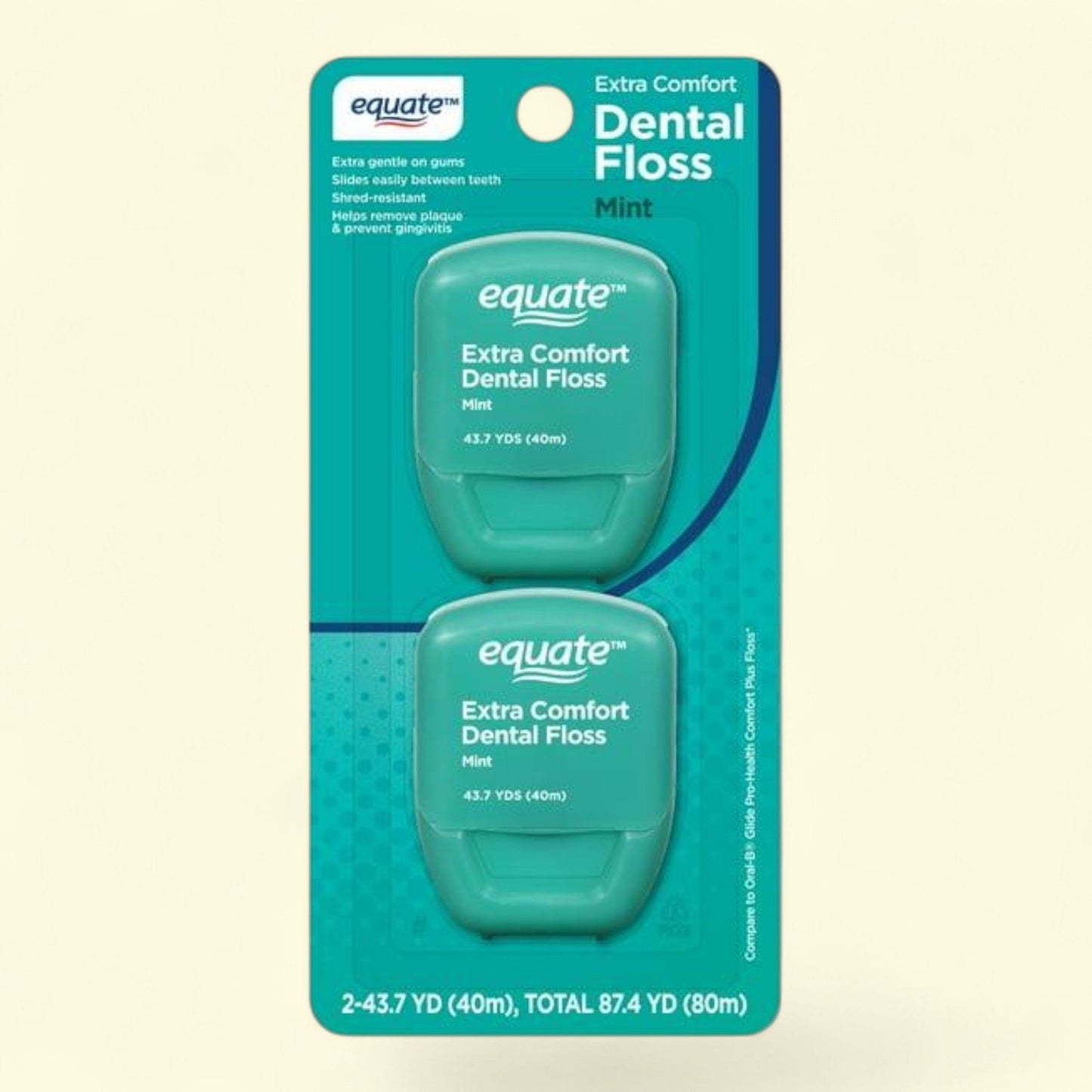 Equate Dental Floss, Mint Flavor, 43.7 yds (2 Count)