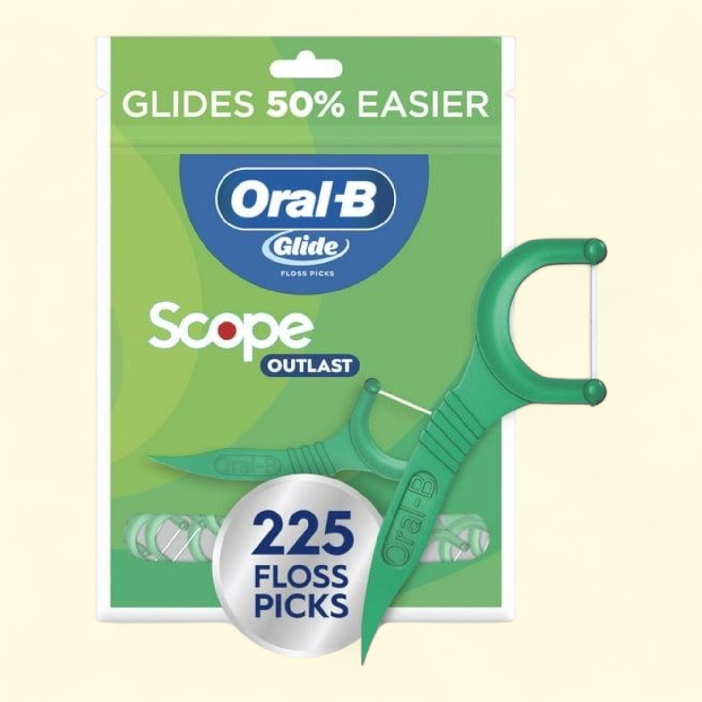Oral-B Glide Dental Floss Picks, Mint, 225 Picks