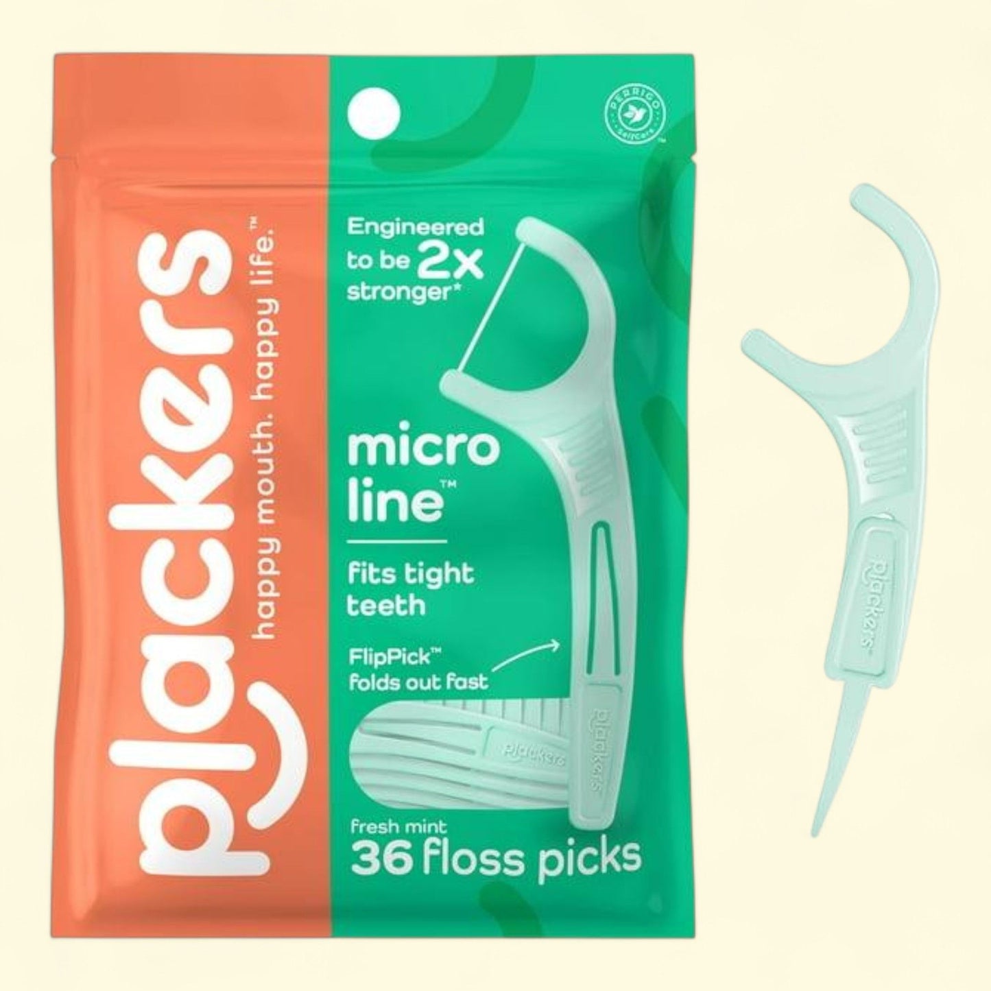 Plackers Dental Floss Picks, Micro Line, Mint, 36 Count