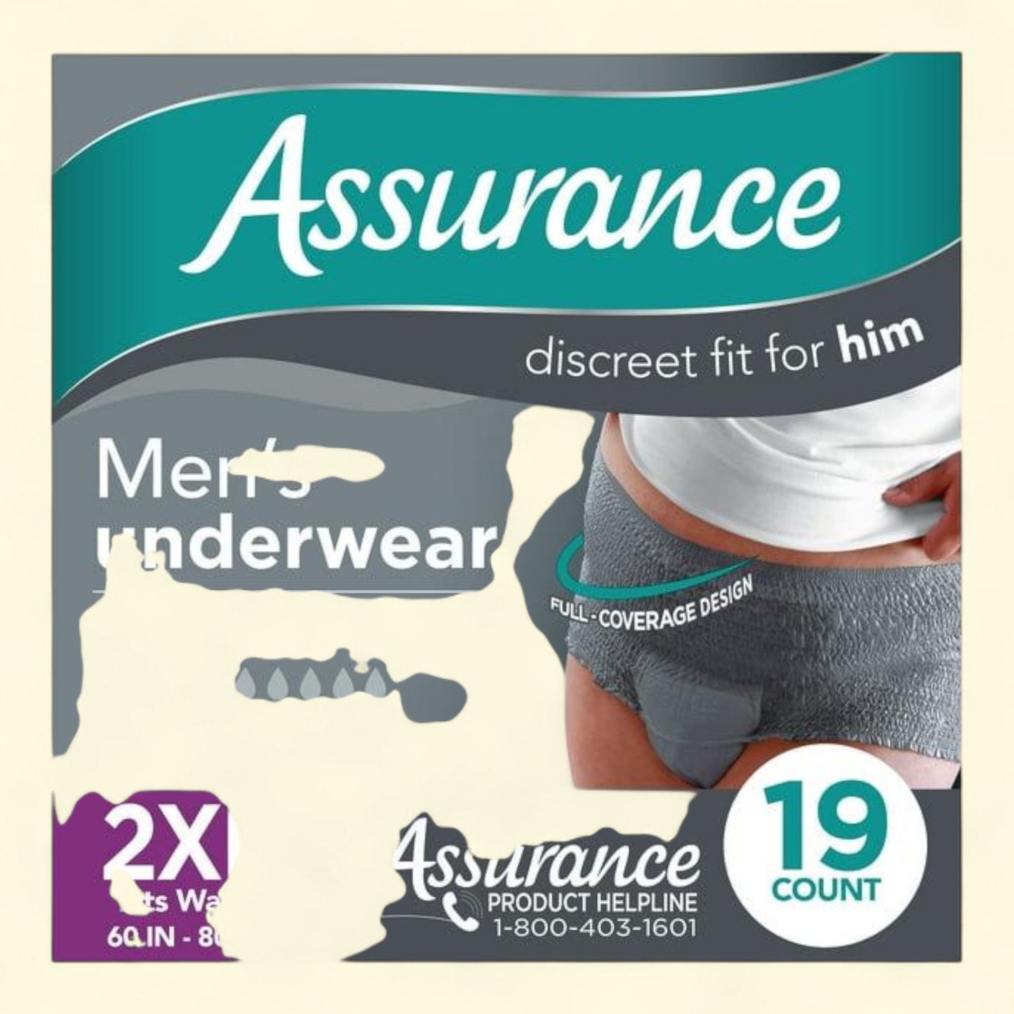 Assurance Men's Incontinence Underwear, XXL, 19 Count