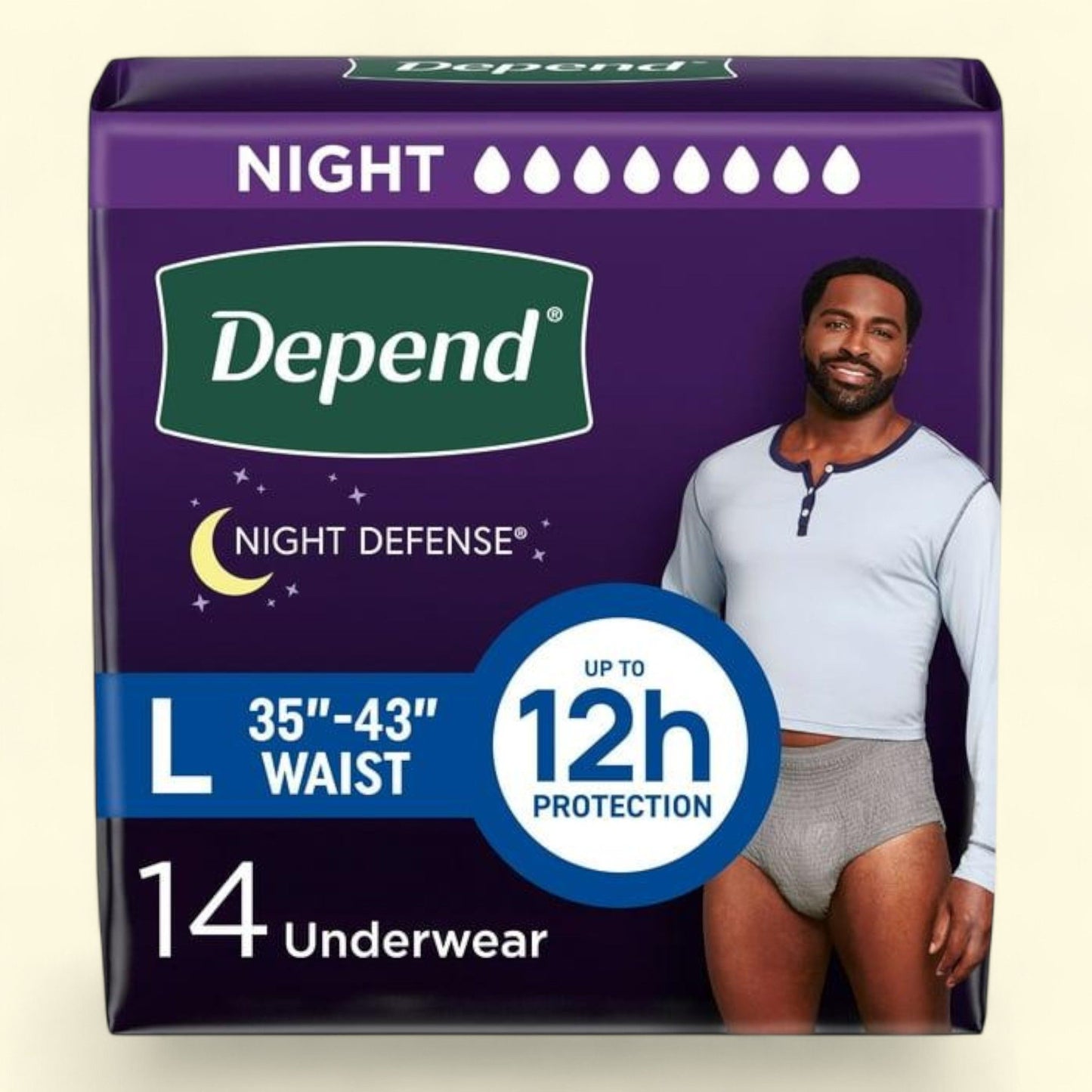 Depend Night Defense Incontinence Underwear, L, 14 Count