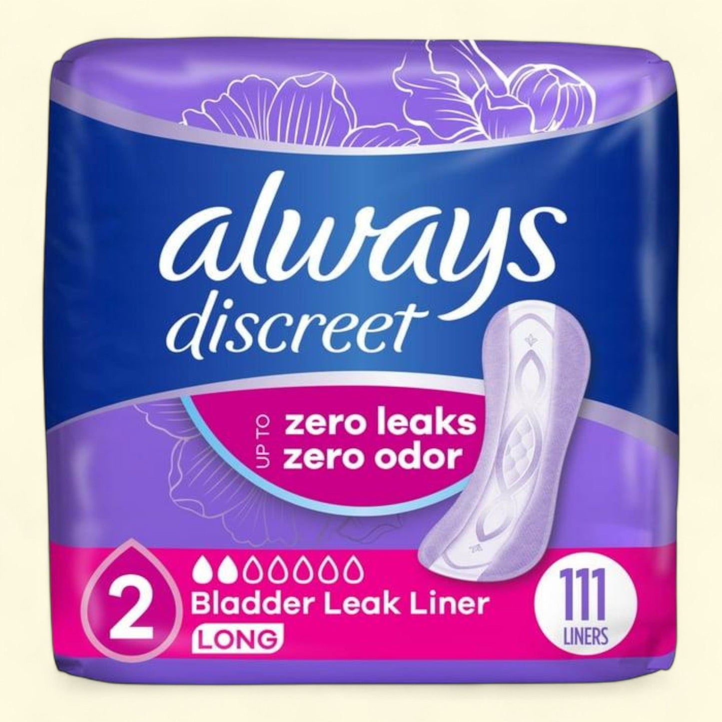 Always Discreet Incontinence Liners, Very Light Long, 111 CT