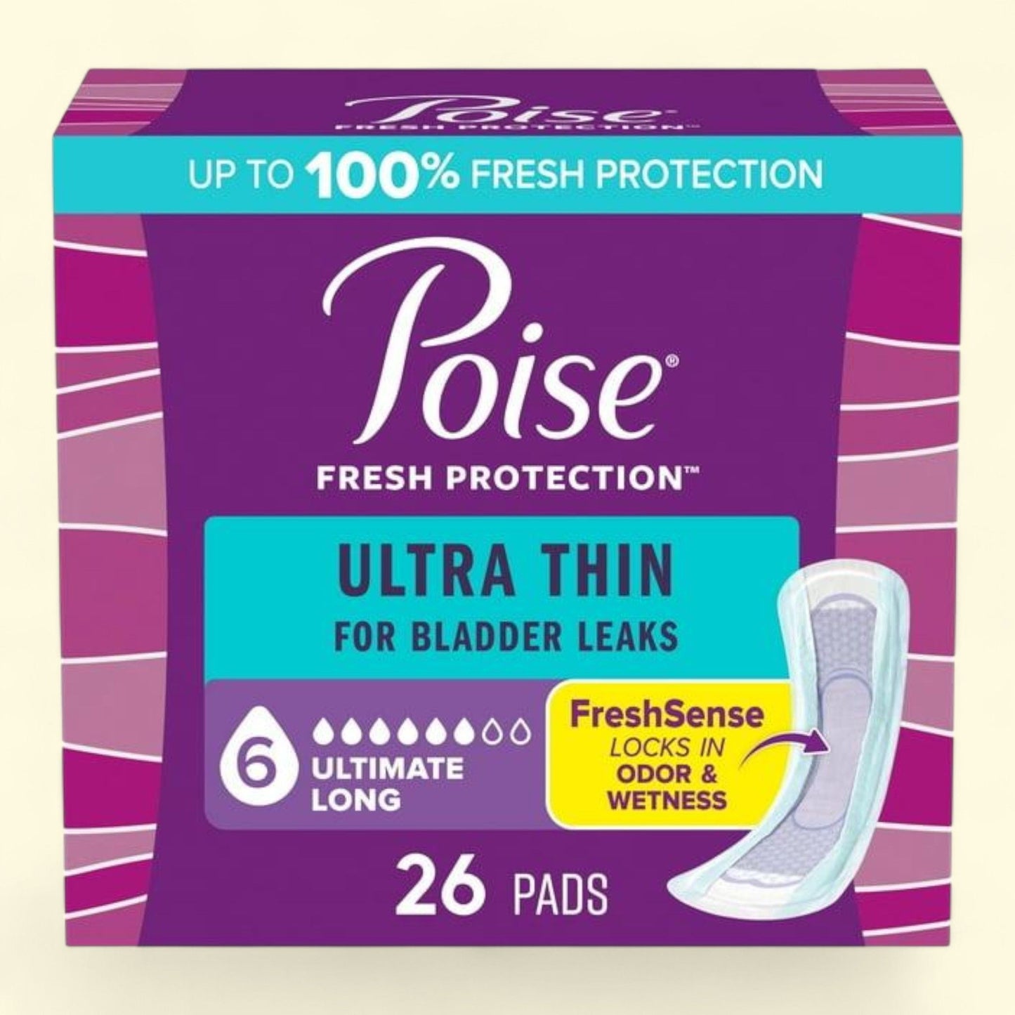 Poise Incontinence Pads, Ultra Thin, Long Length, 26 Count