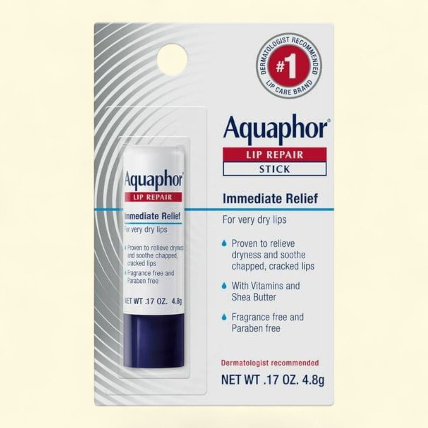 Aquaphor Lip Repair Stick, Lip Balm with Shea Butter, 0.17 oz