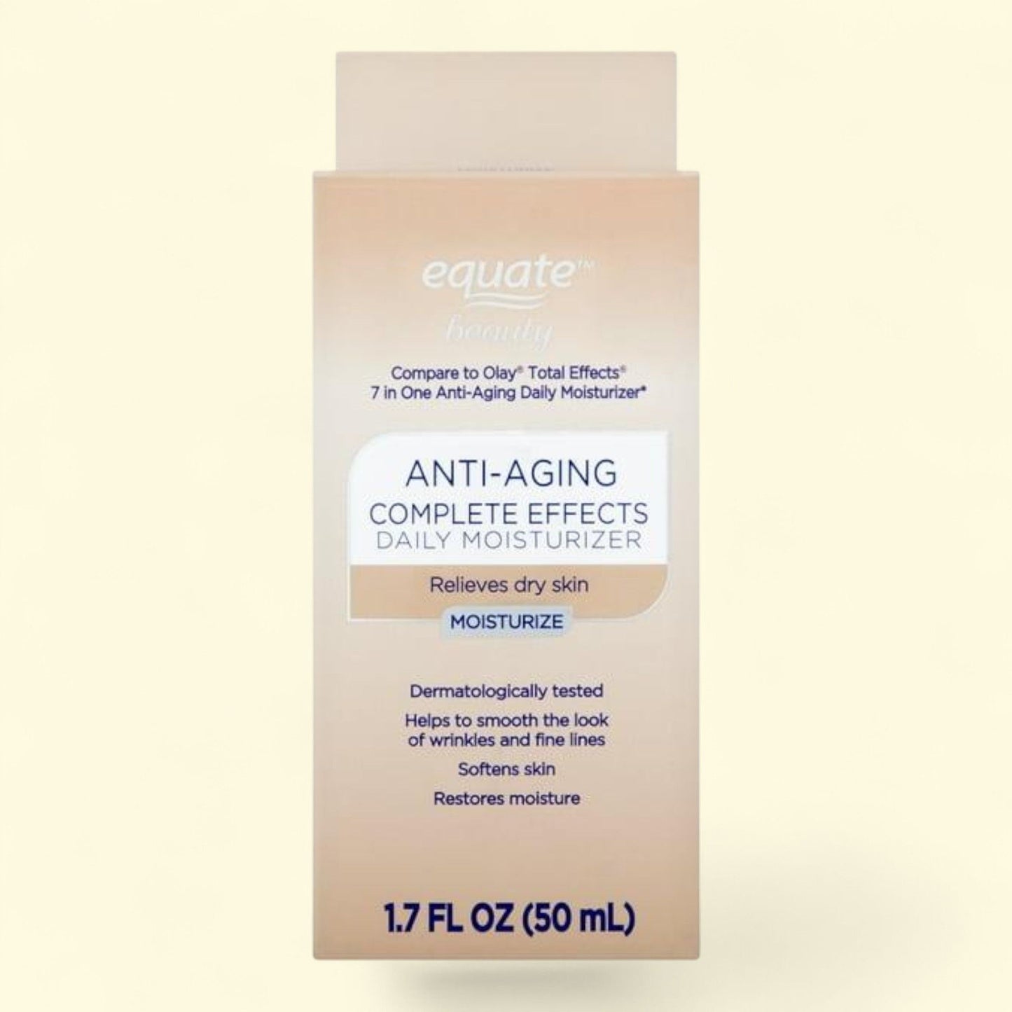 Equate Anti-Aging Complete Effects Daily Moisturizer, 1.7 fl oz, Compare to Olay Total Effects 7 in One Anti-Aging Daily Moisturizer