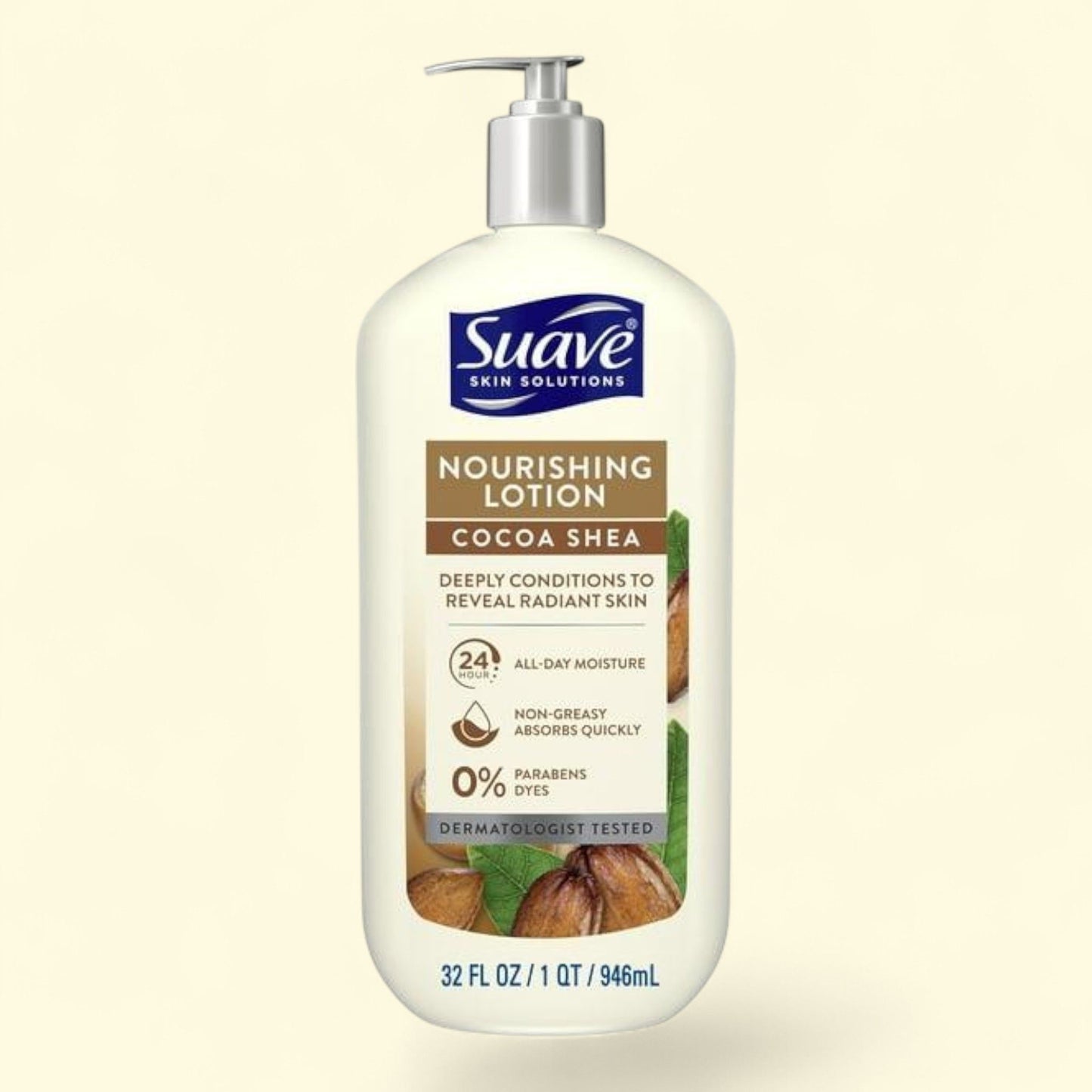 Suave Skin Solutions Body Lotion, Cocoa Butter and Shea, 32 fl. Oz. — authentic US product shipped worldwide by Treatspree