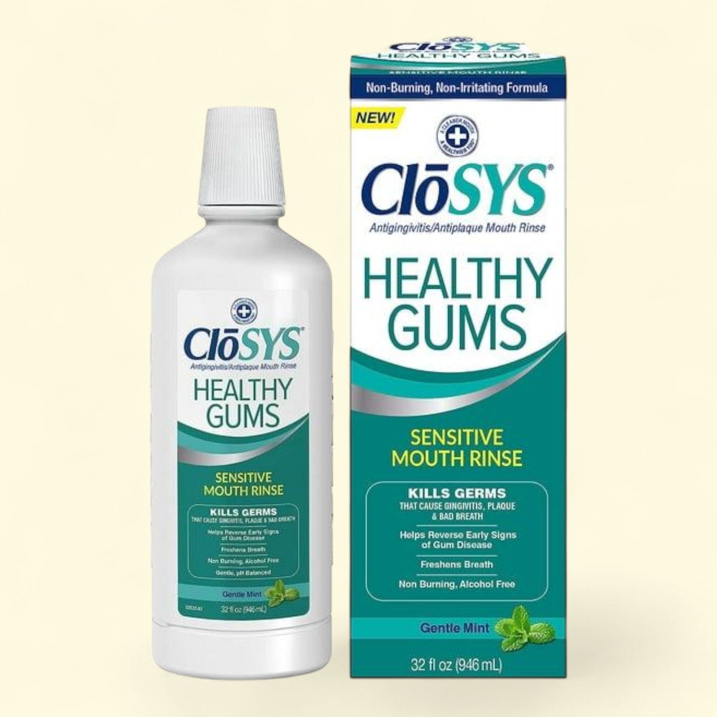 CloSYS Healthy Gums Oral Mouthwash, Gentle Mint, 32OZ