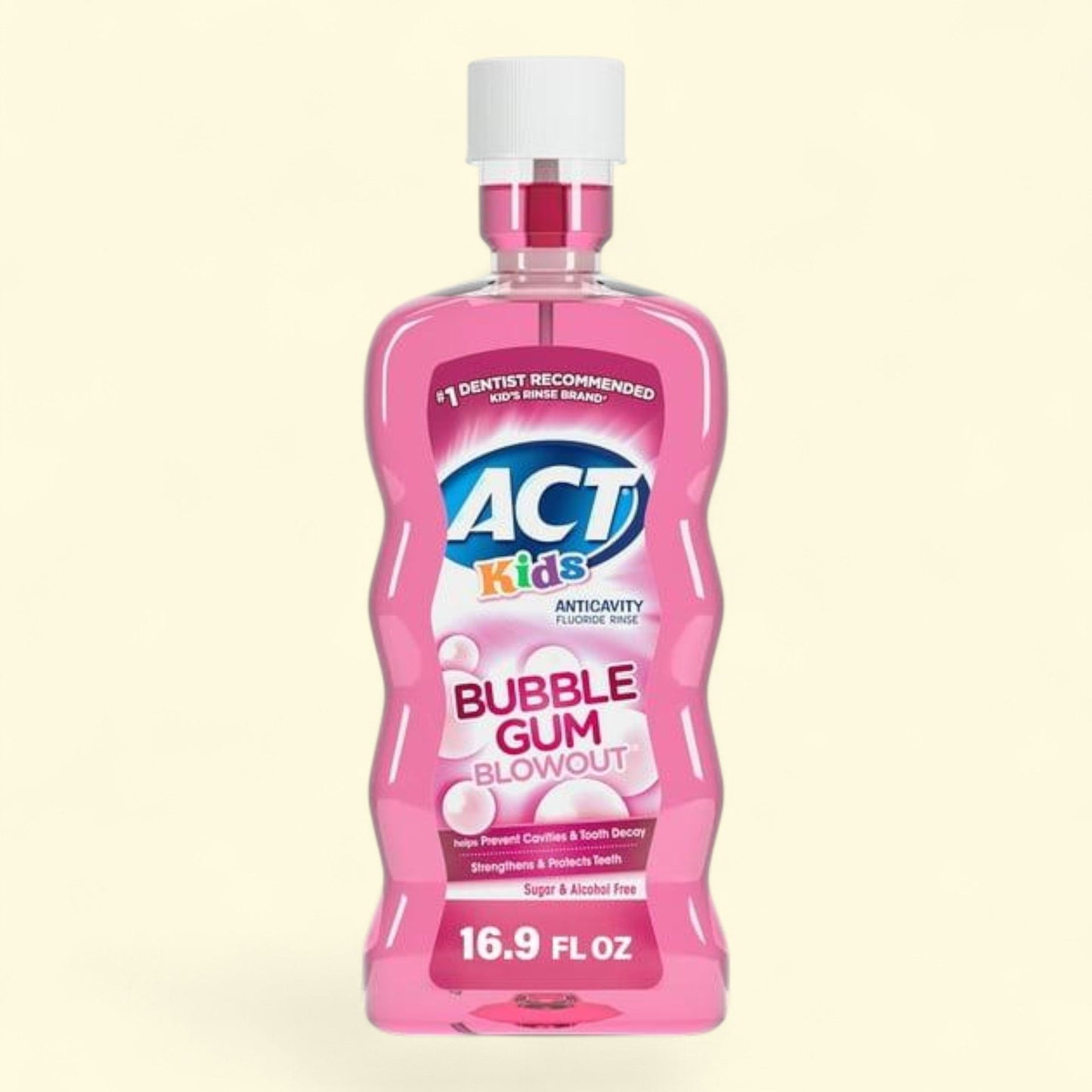 ACT Kids Anticavity Fluoride Mouthwash, Bubble Gum, 16.9 fl. oz.